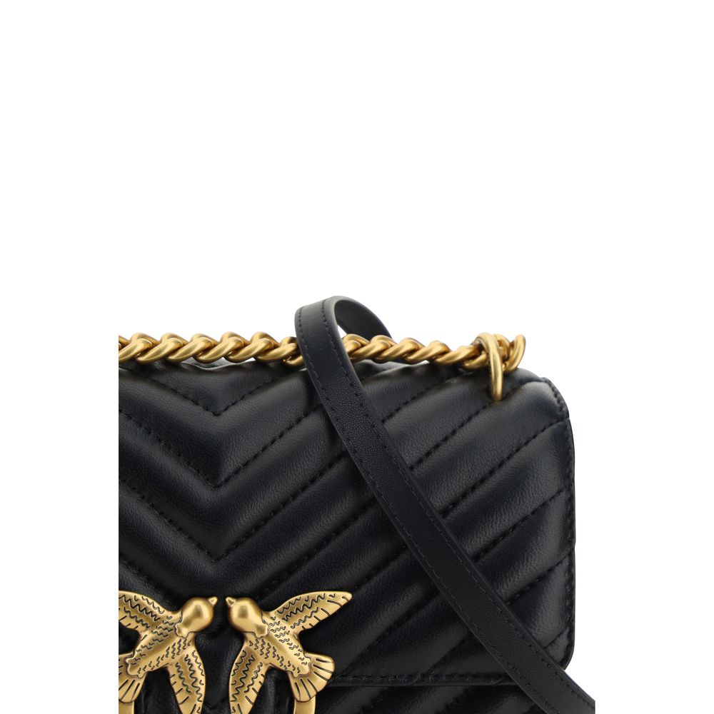 PINKO Schwarze Kalbshaut Bos Taurus Schultertasche