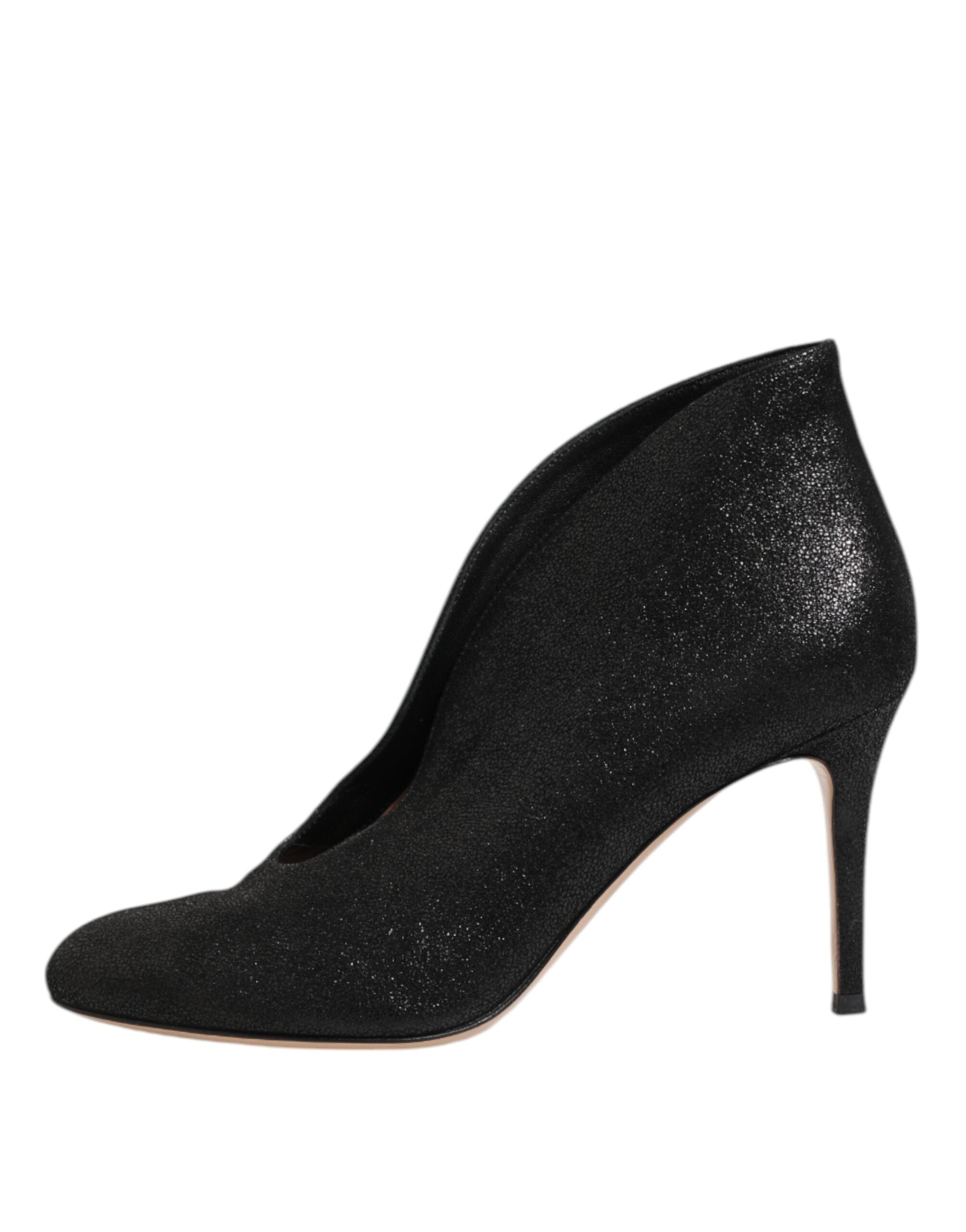 Gianvito Rossi Metallic Schwarz Pumpe Stiletto Heels Schuhe