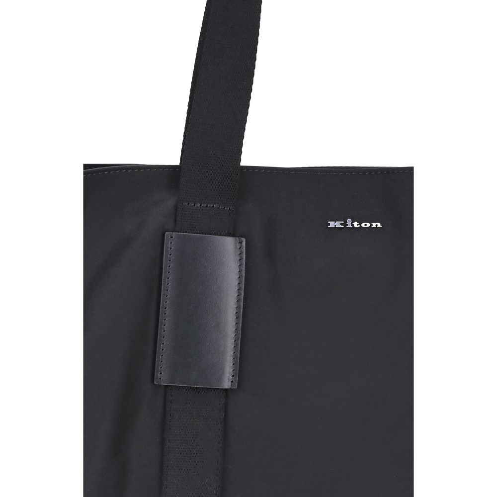 Kiton Schwarze Nylon-Handtasche