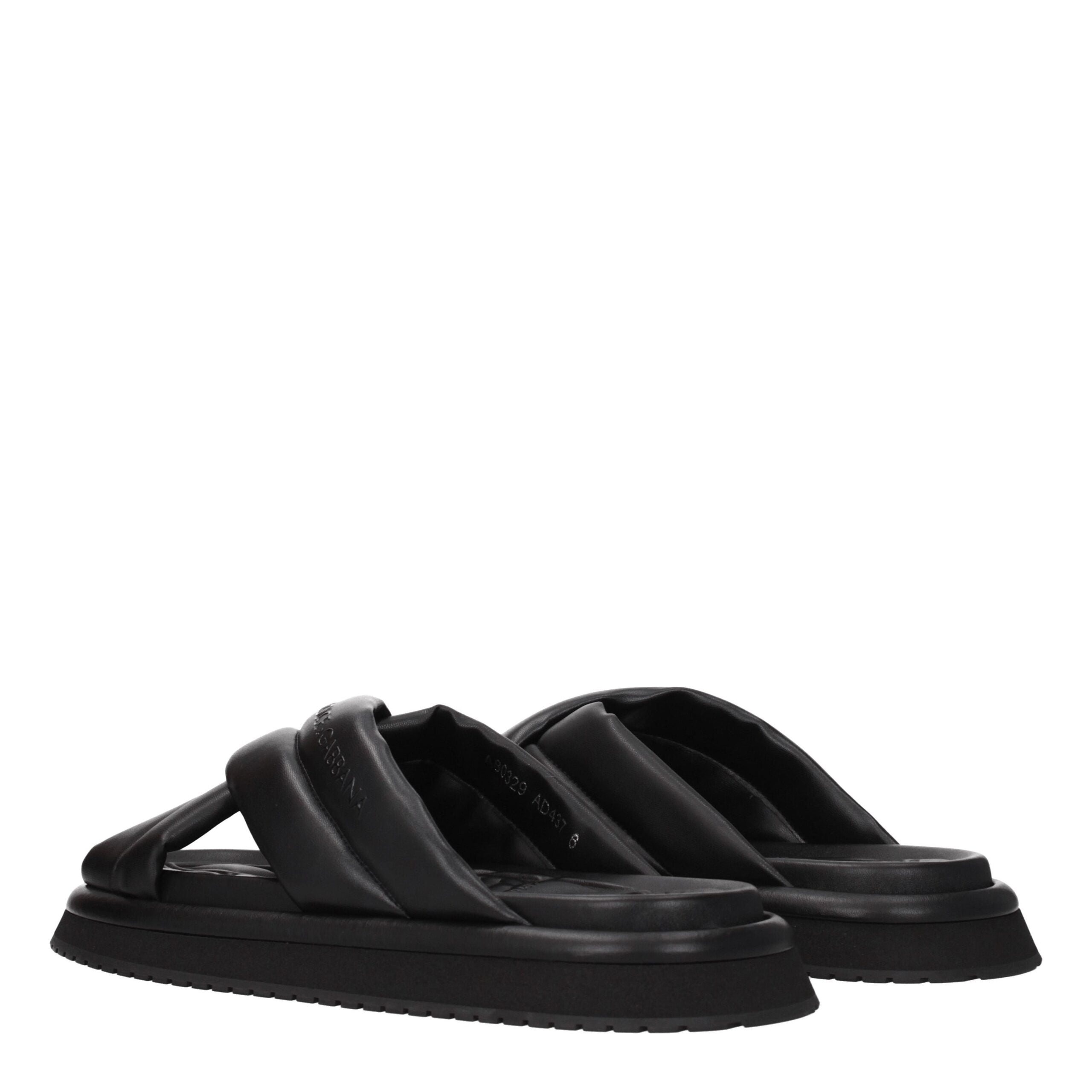 Dolce & Gabbana Schwarze Lederpantoffeln Sandalen