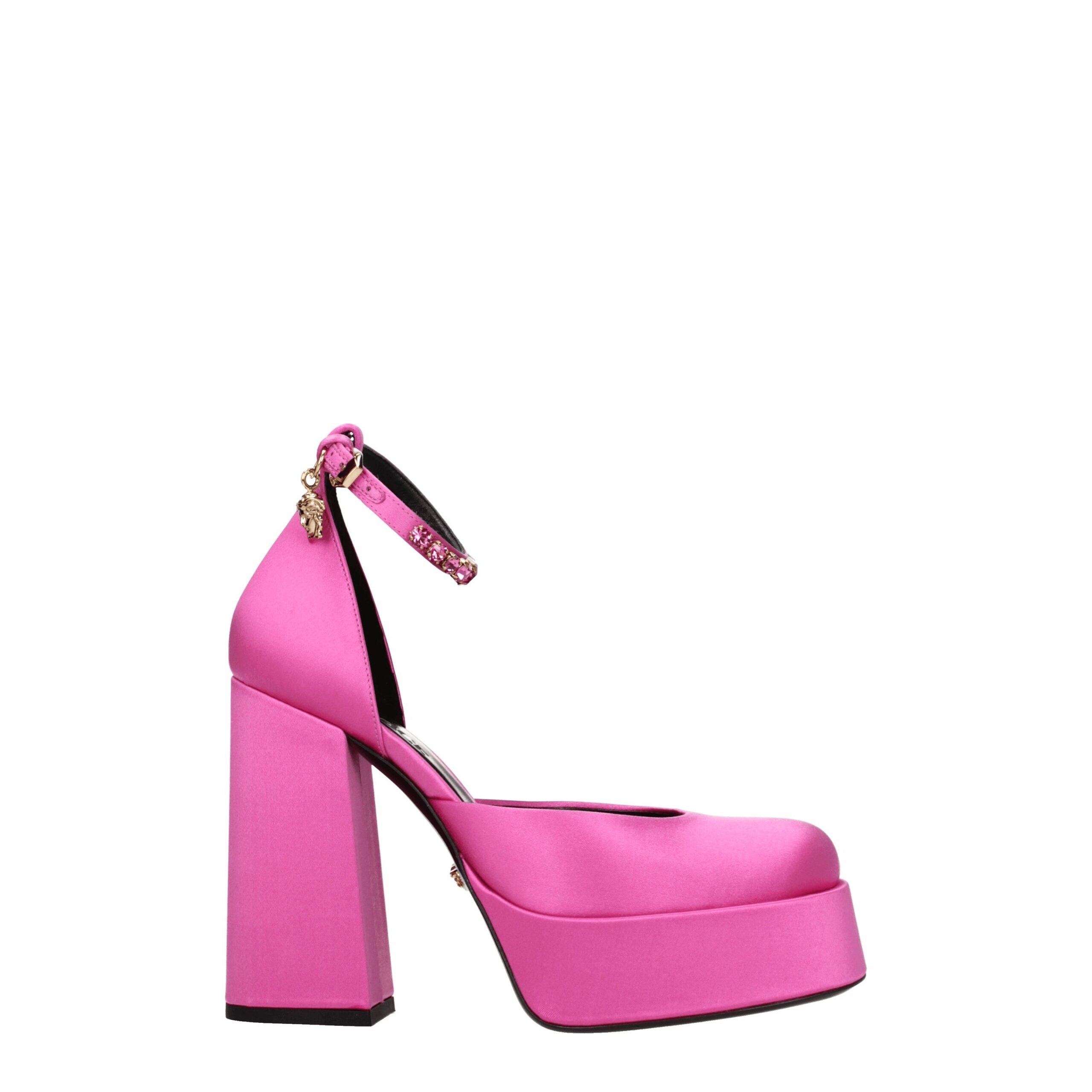 Versace Rosa Satin-Plateaus Pumps
