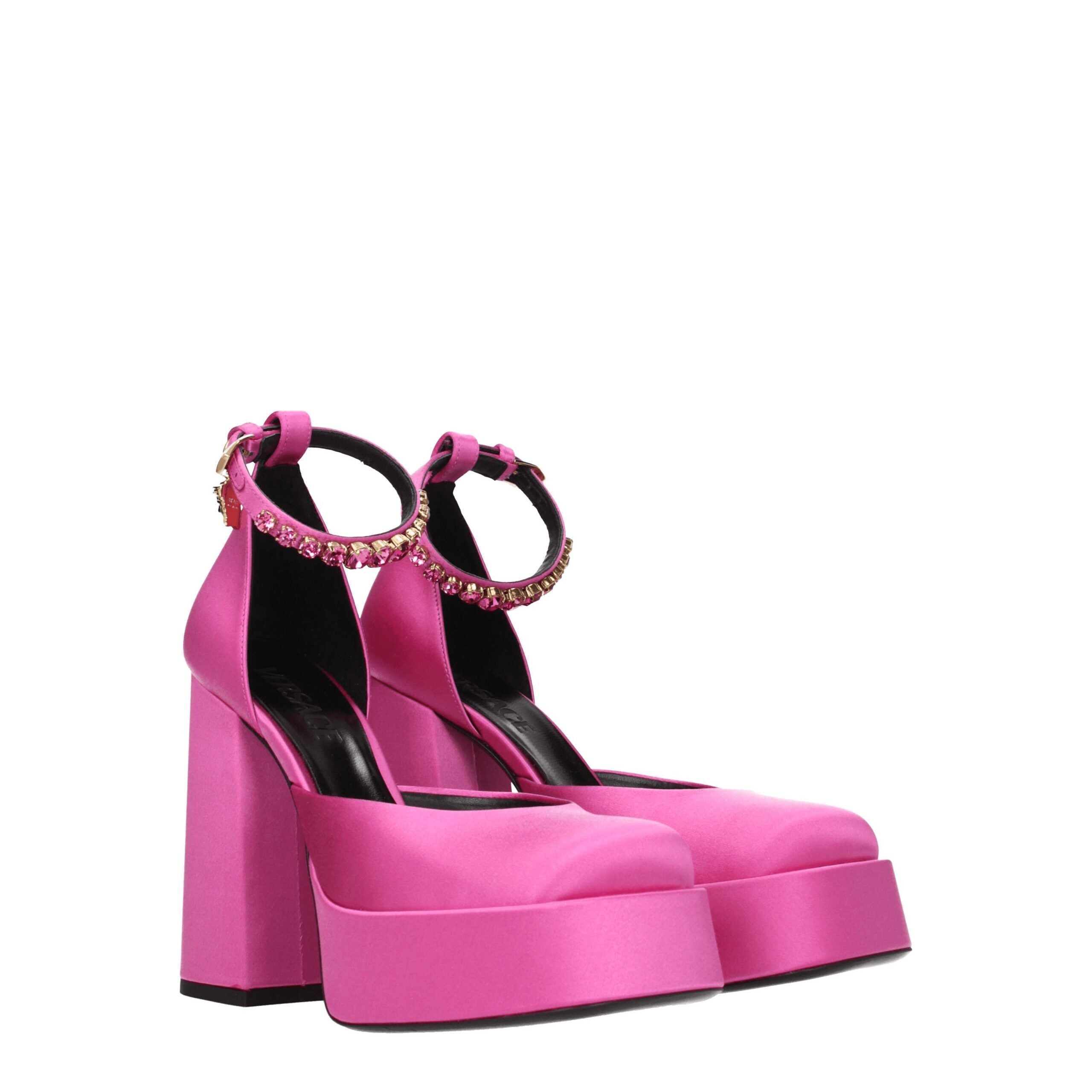 Versace Rosa Satin-Plateaus Pumps