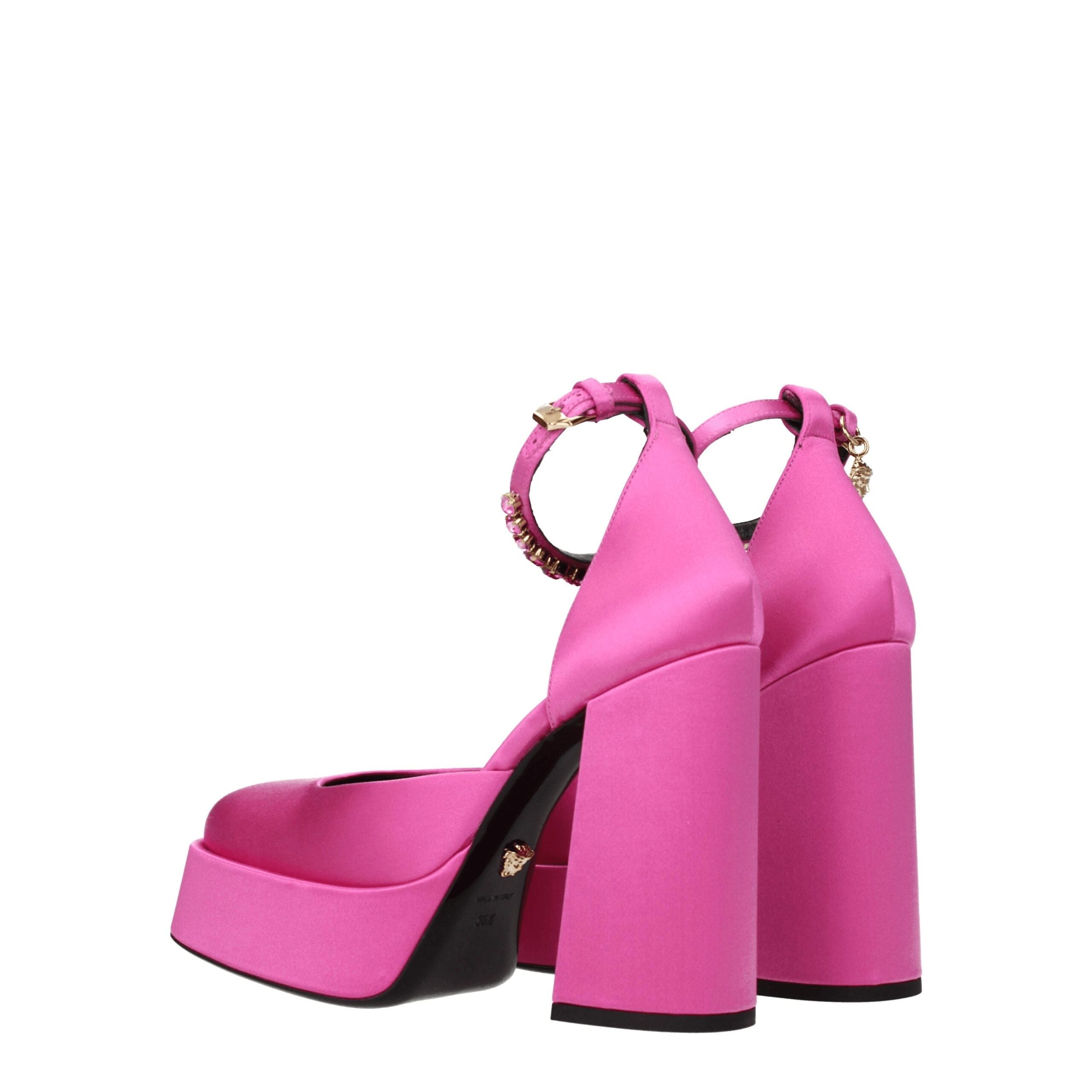 Versace Rosa Satin-Plateaus Pumps