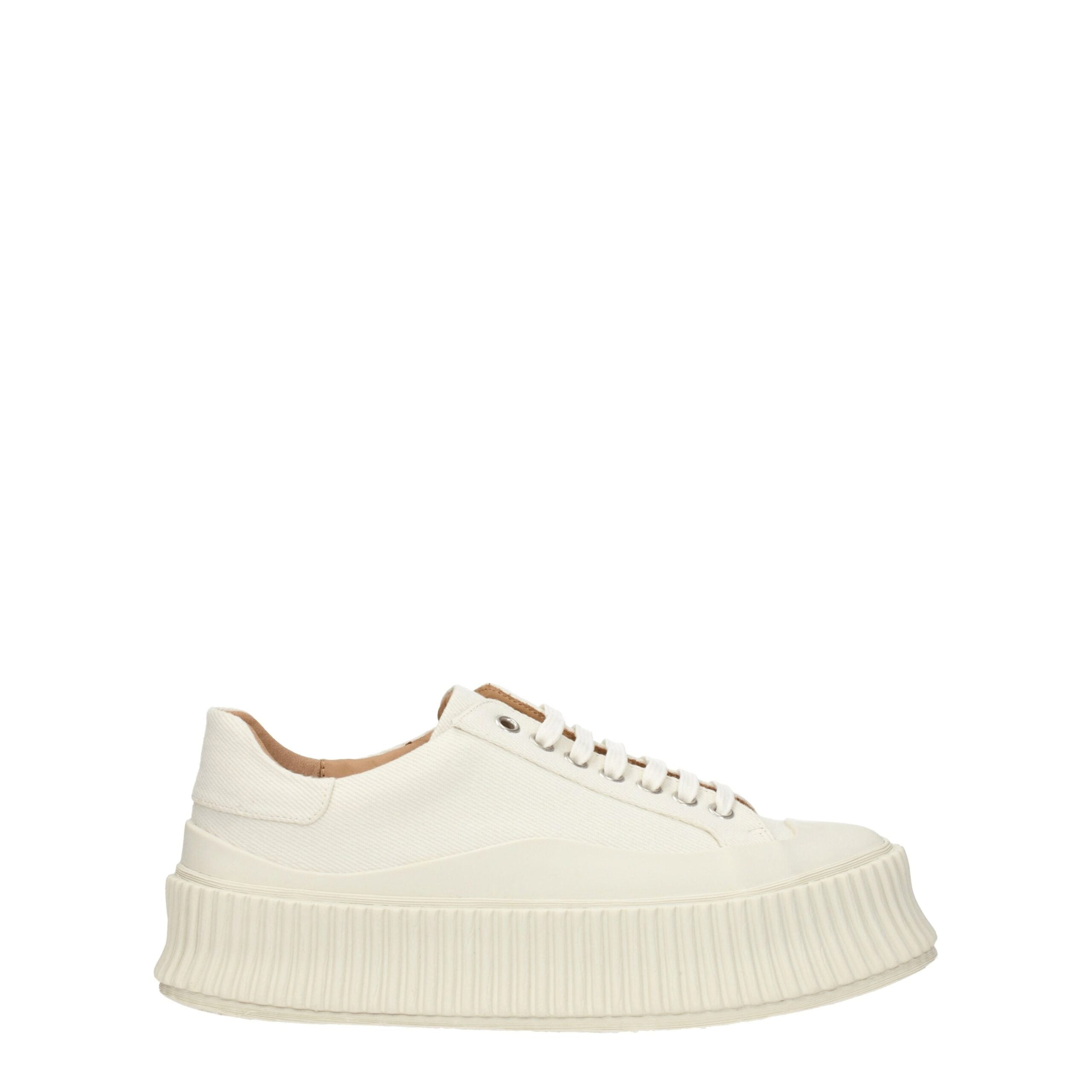 Jil Sander Weiße Plateau-Sneakers aus Stoff