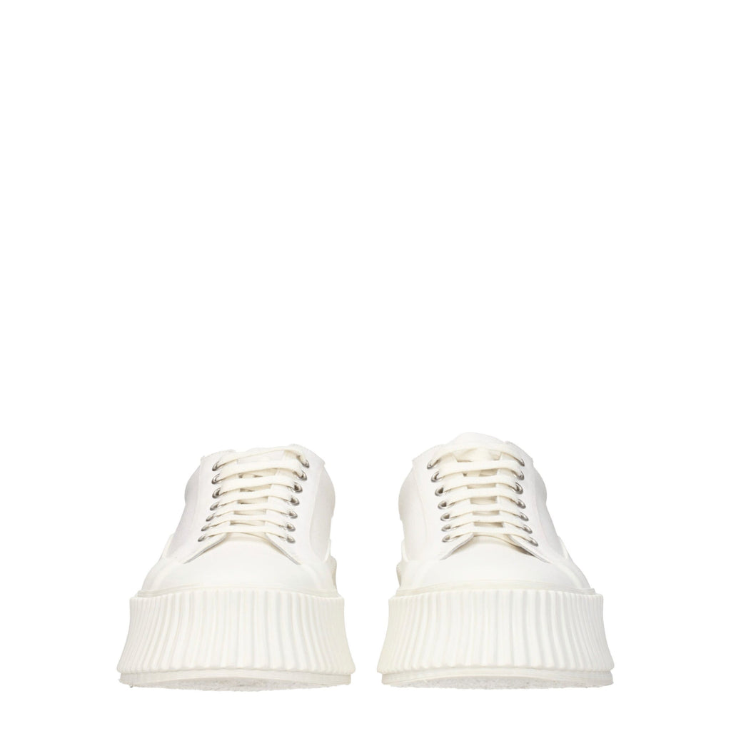 Jil Sander Weiße Plateau-Sneakers aus Stoff