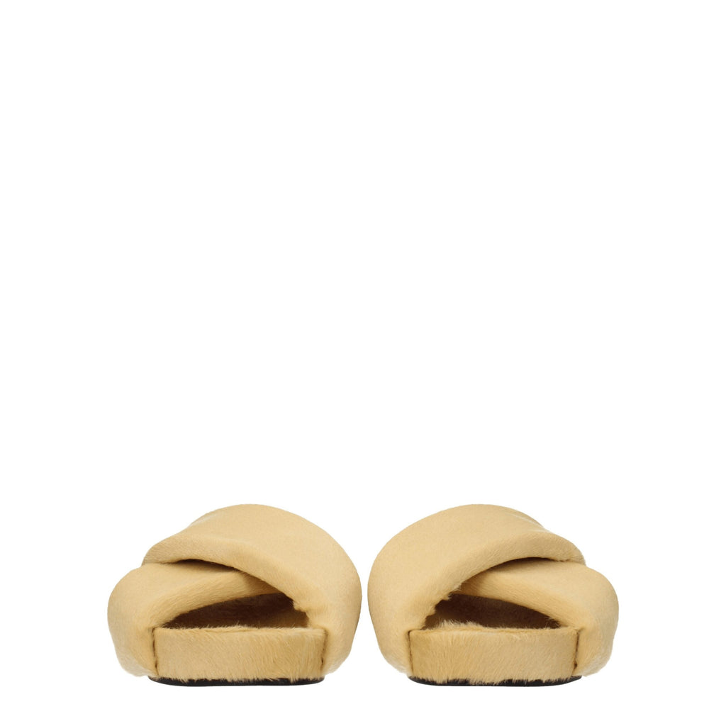 Jil Sander Beige Rosshaar-Pantoffeln Sandalen