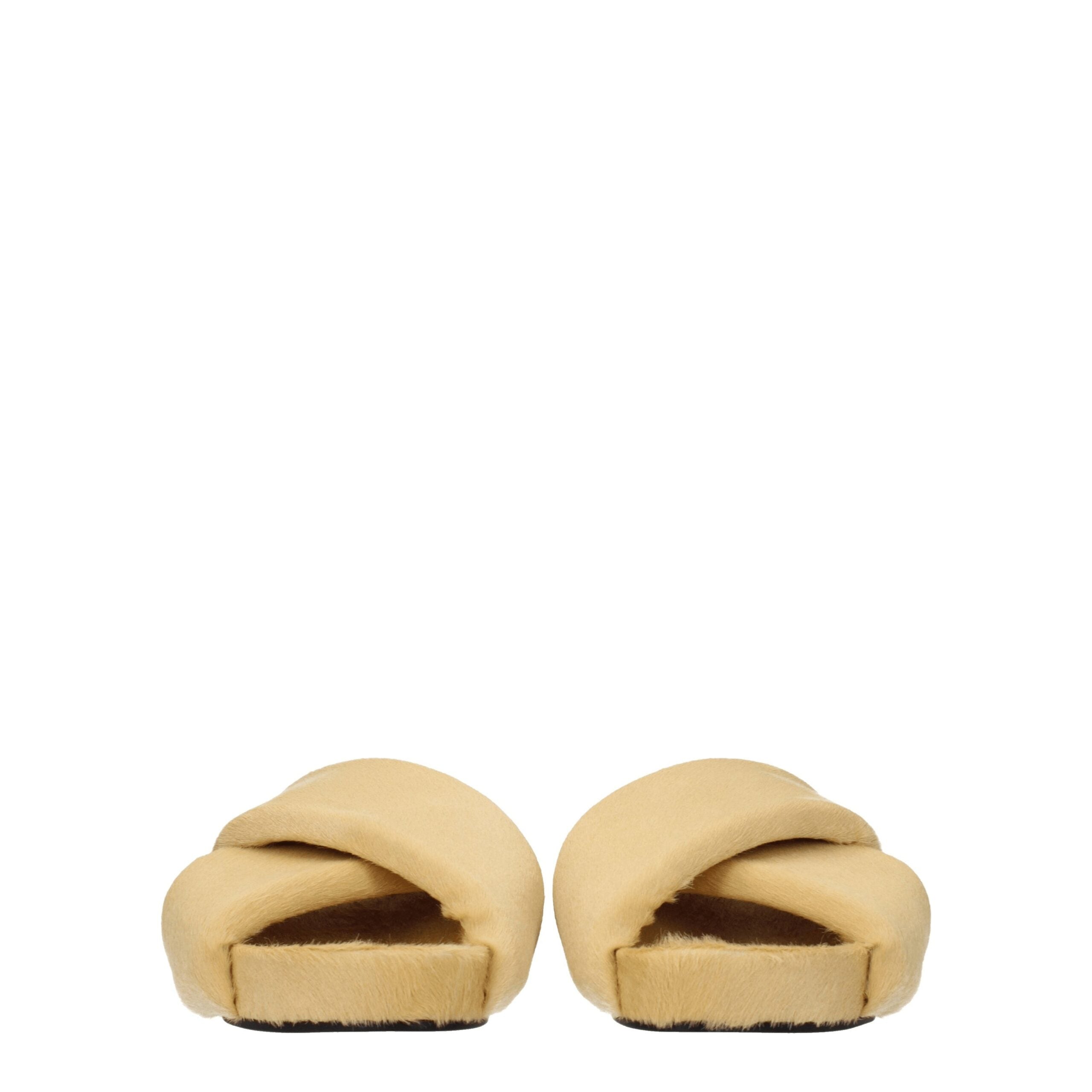 Jil Sander Beige Rosshaar-Pantoffeln Sandalen