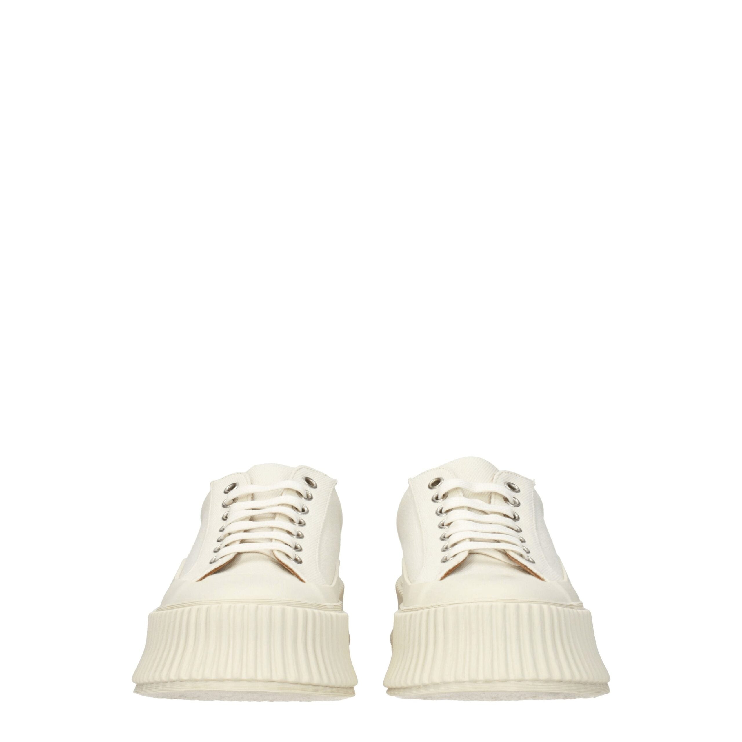 Jil Sander Weiße Plateau-Sneakers aus Stoff