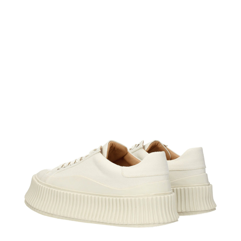 Jil Sander Weiße Plateau-Sneakers aus Stoff