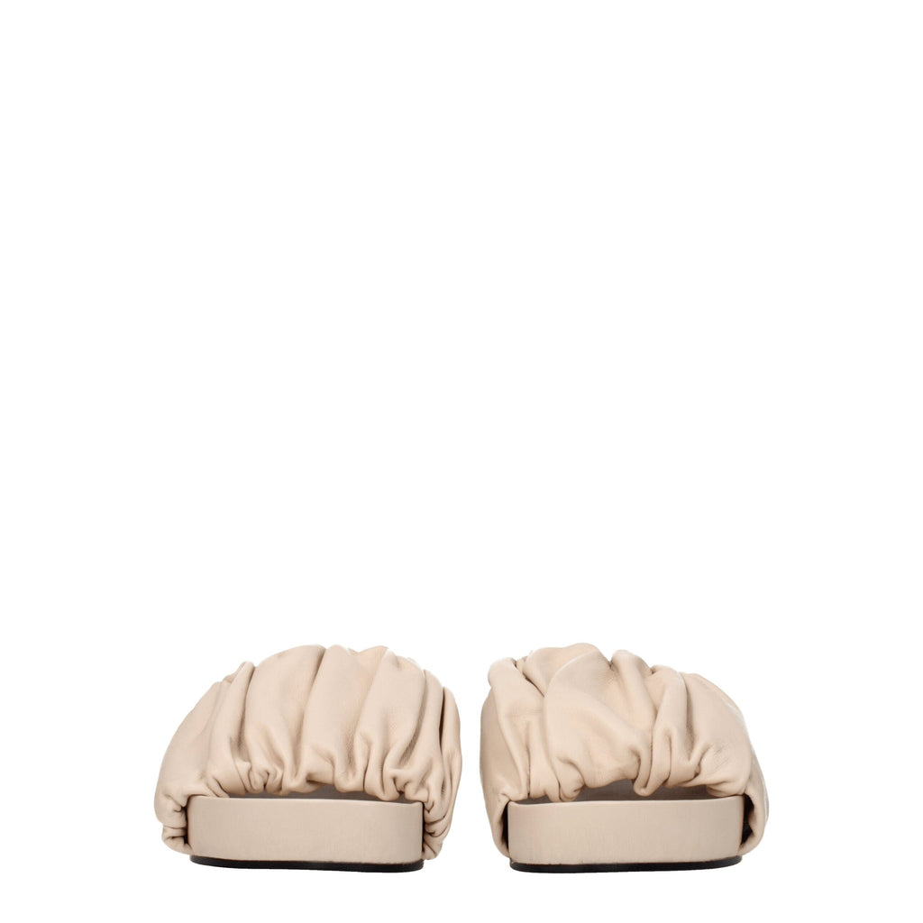 Jil Sander Rosa Lederpantoffeln Sandalen