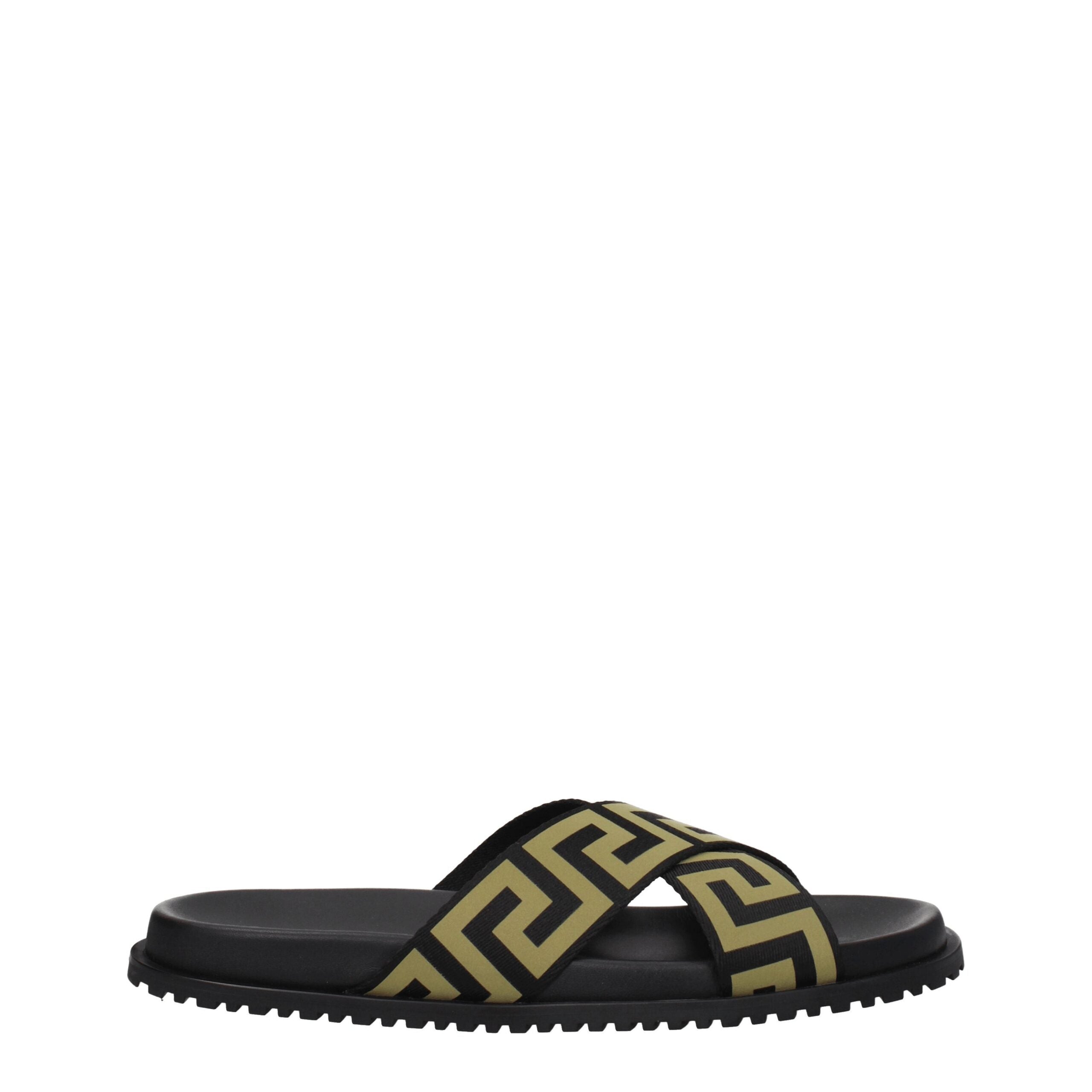Versace Schwarze Stoffslipper Sandalen