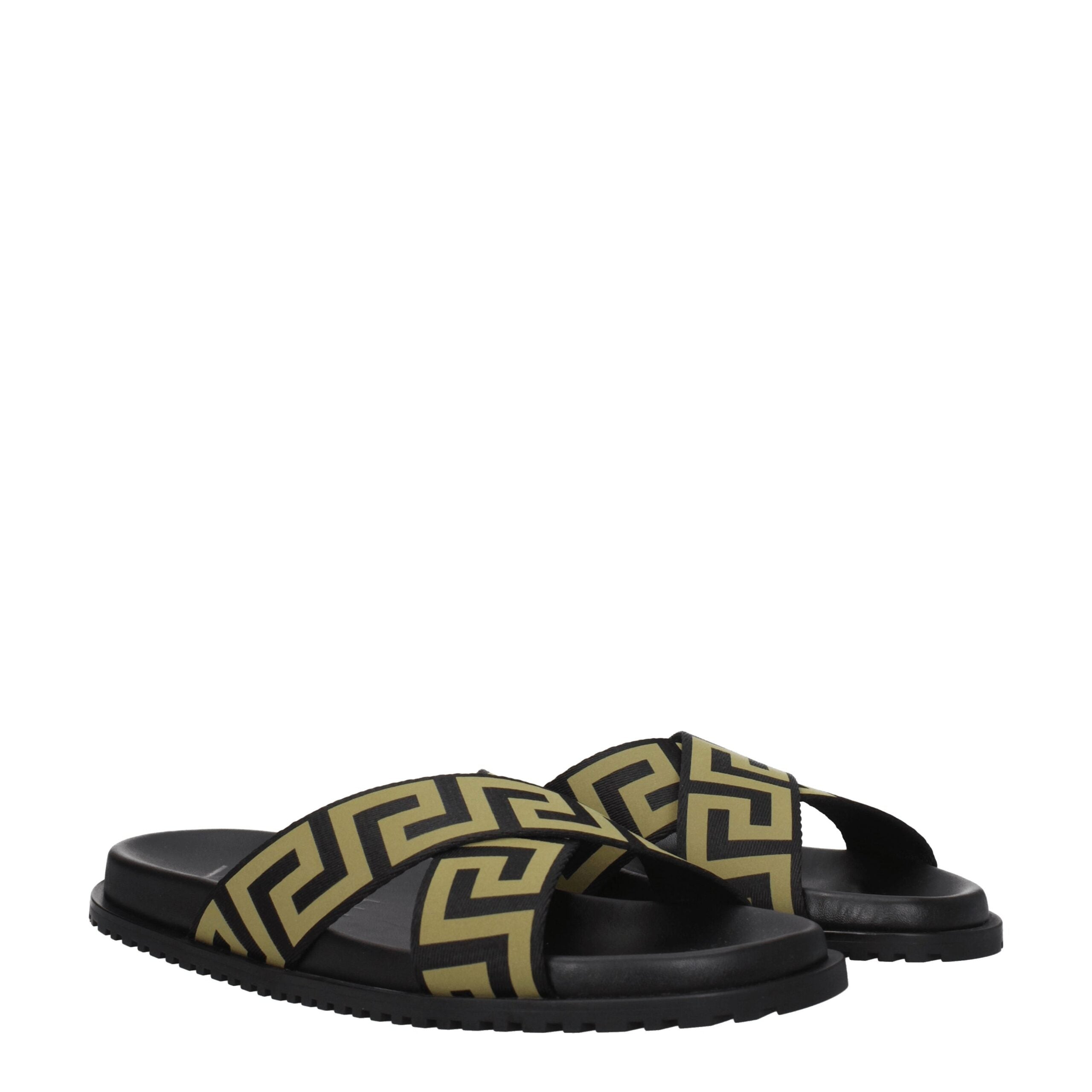 Versace Schwarze Stoffslipper Sandalen