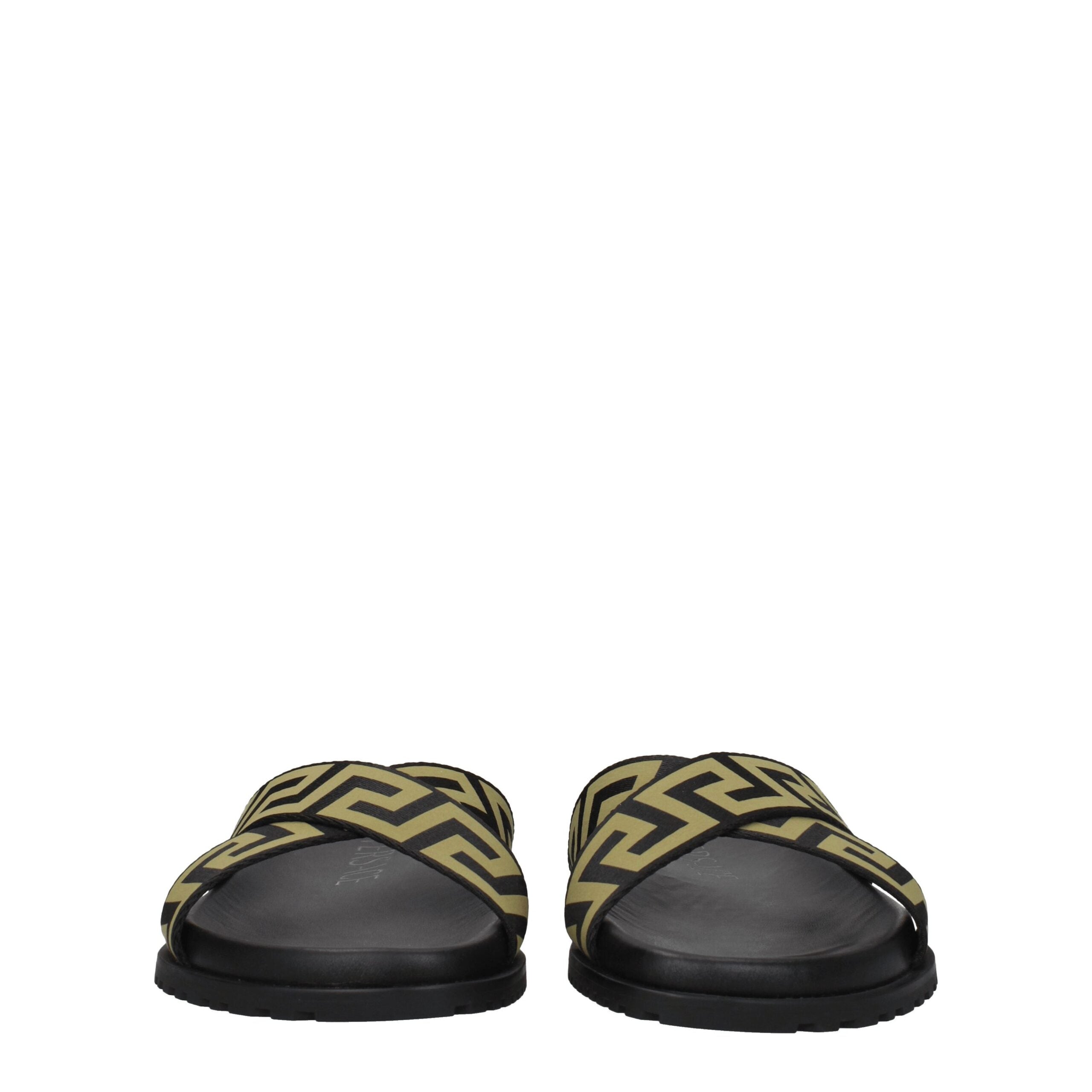 Versace Schwarze Stoffslipper Sandalen