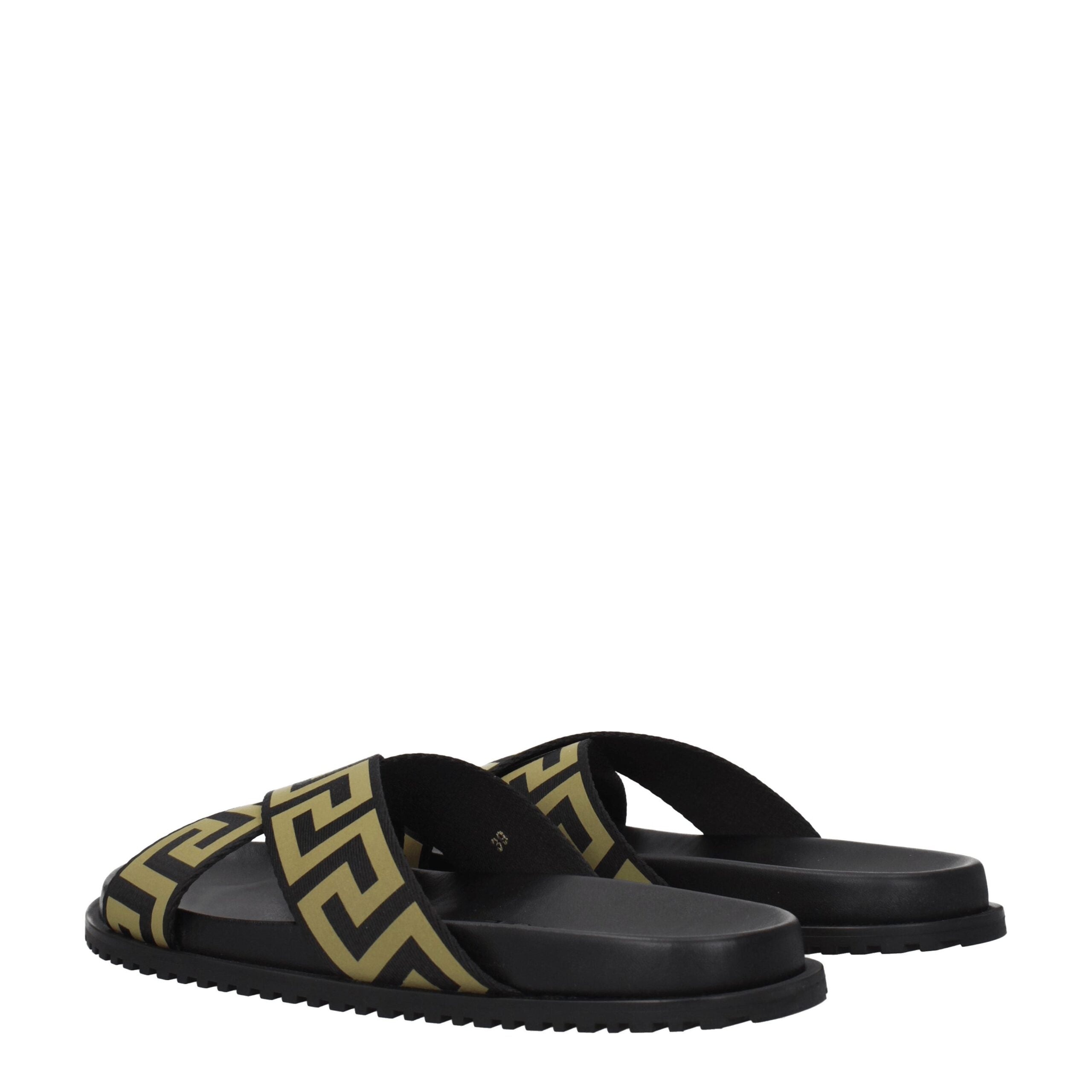 Versace Schwarze Stoffslipper Sandalen