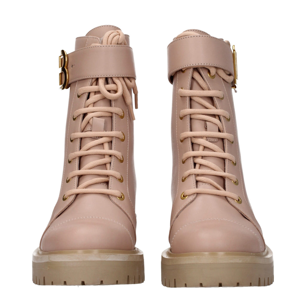 Balmain Beige Lederstiefeletten