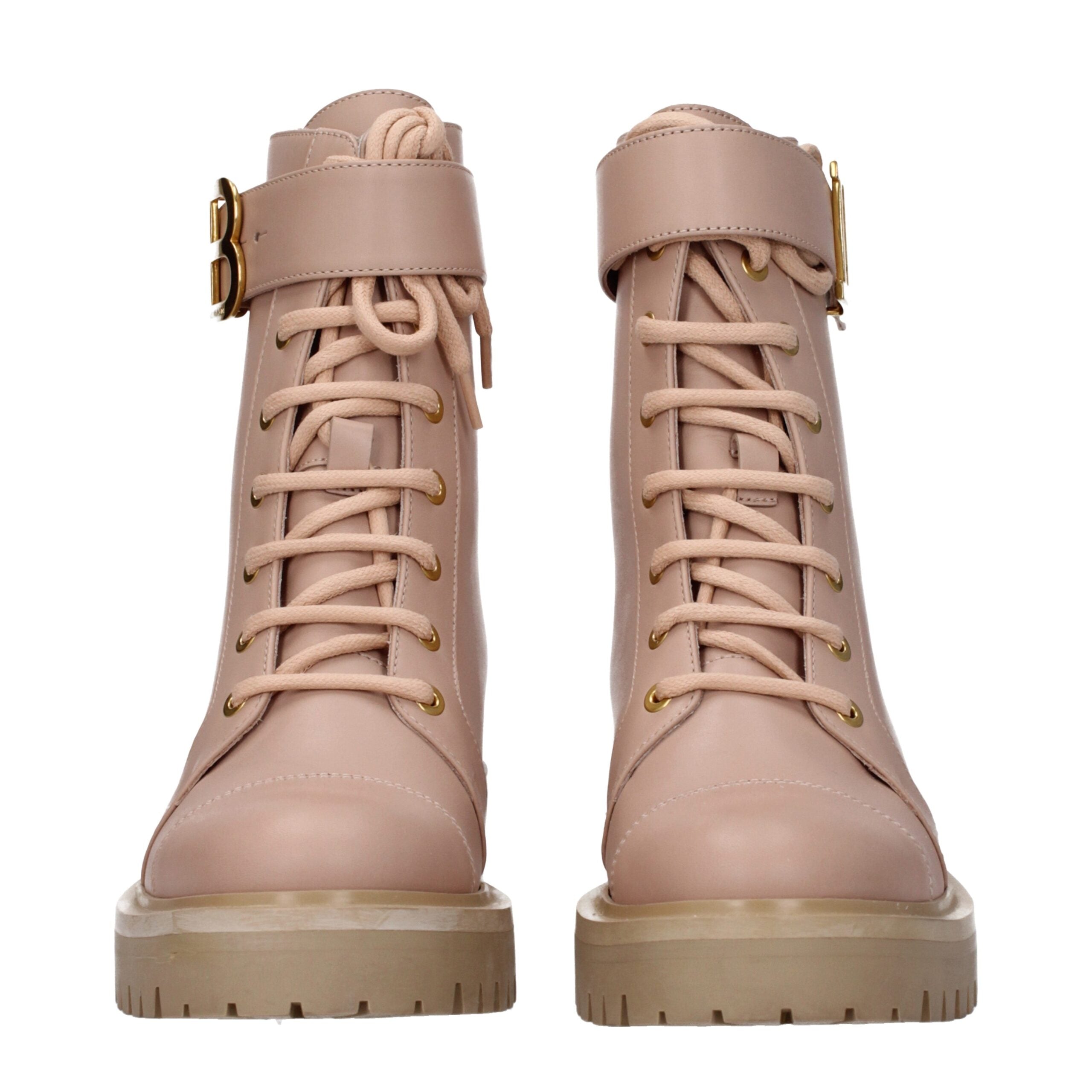Balmain Beige Lederstiefeletten