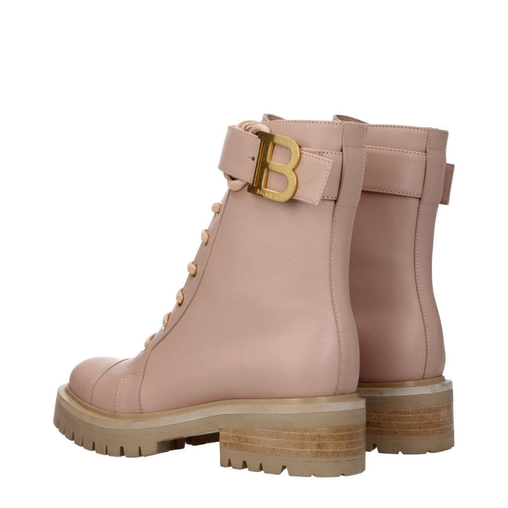 Balmain Beige Lederstiefeletten