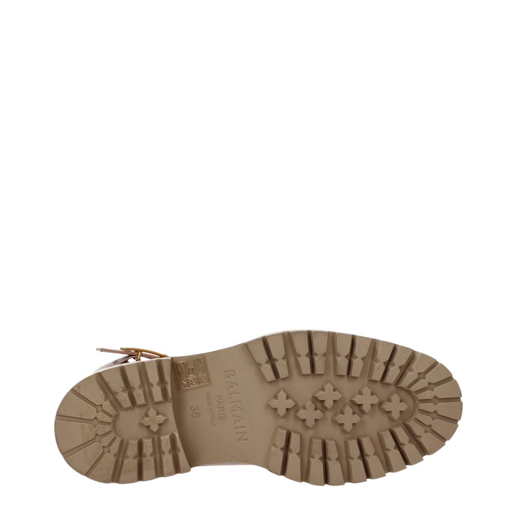 Balmain Beige Lederstiefeletten