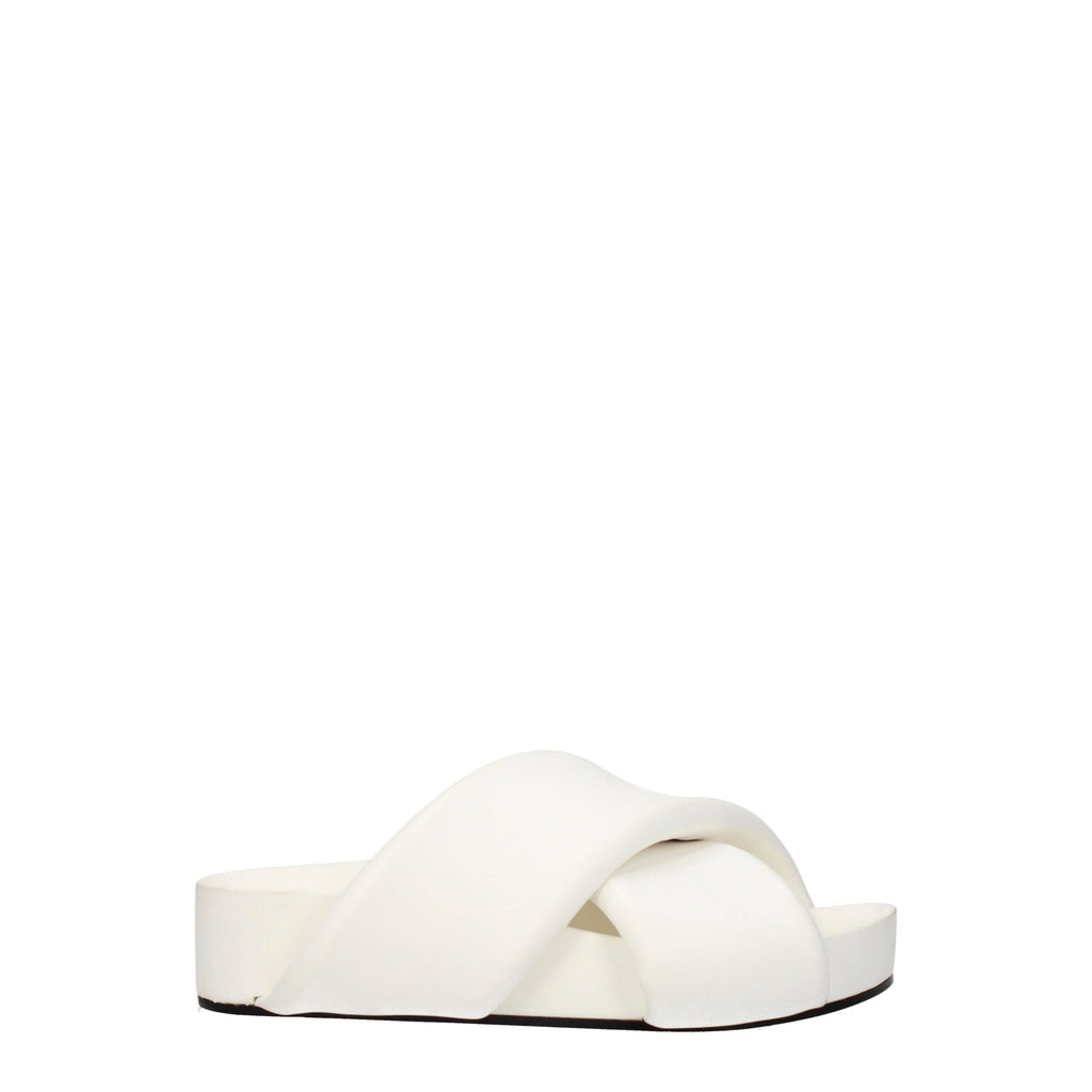 Jil Sander Weiße Lederpantoffeln Sandalen