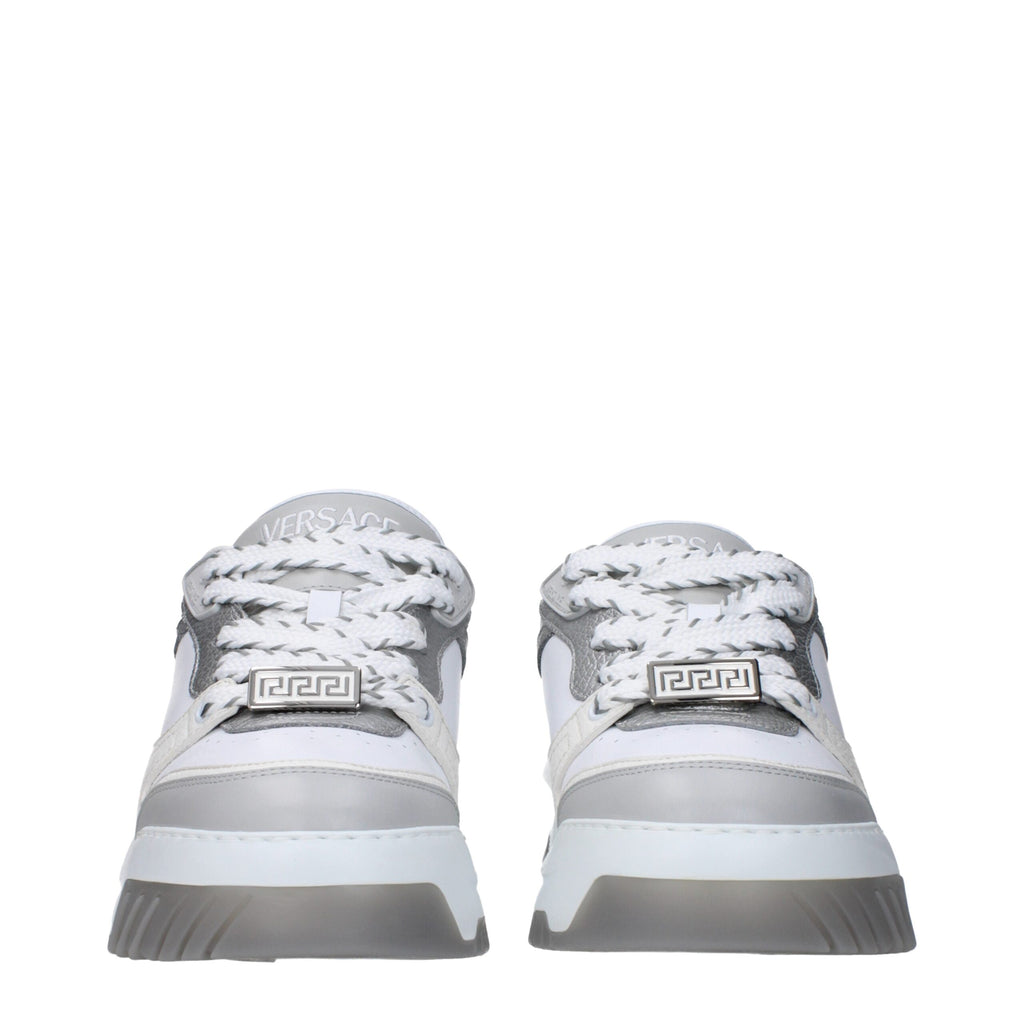 Versace Chunky Sneakers aus weißem Leder