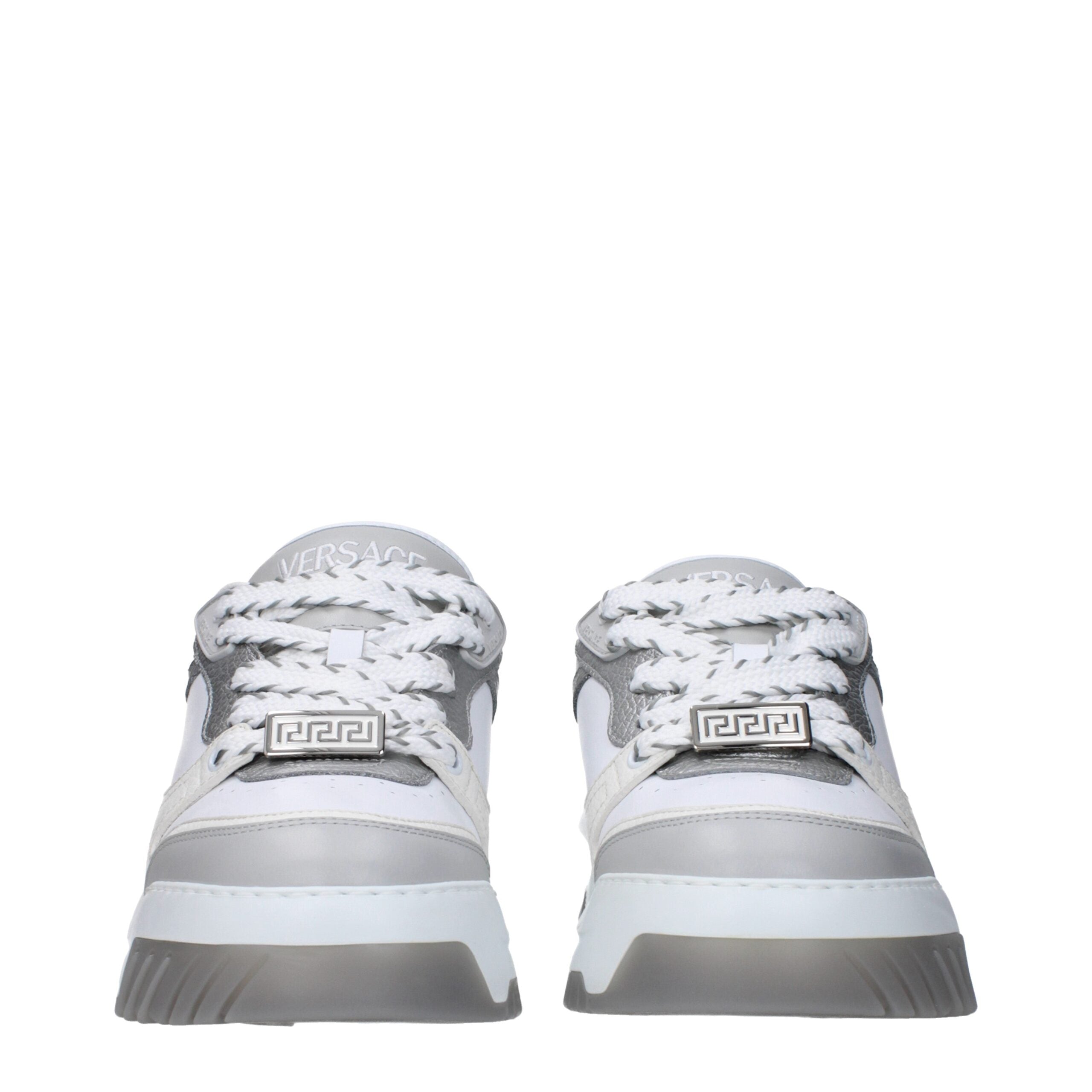 Versace Chunky Sneakers aus weißem Leder