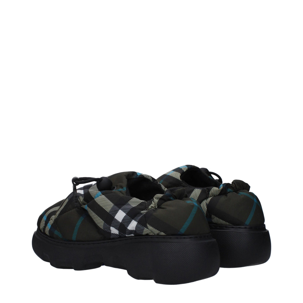 Burberry Green Fabric Slip-On Loafers