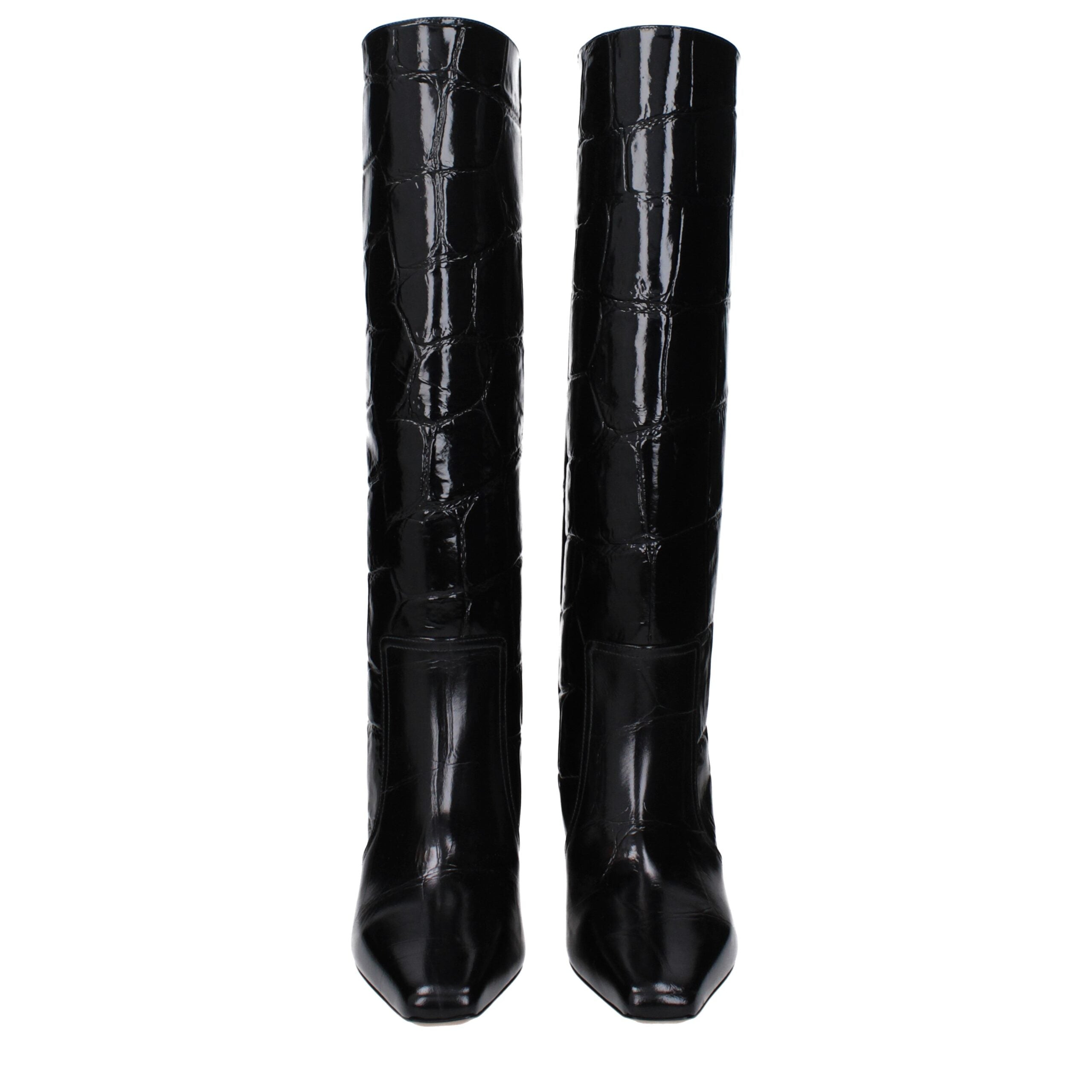 Paris Texas Schwarze Lederstiefel mit hohem Absatz