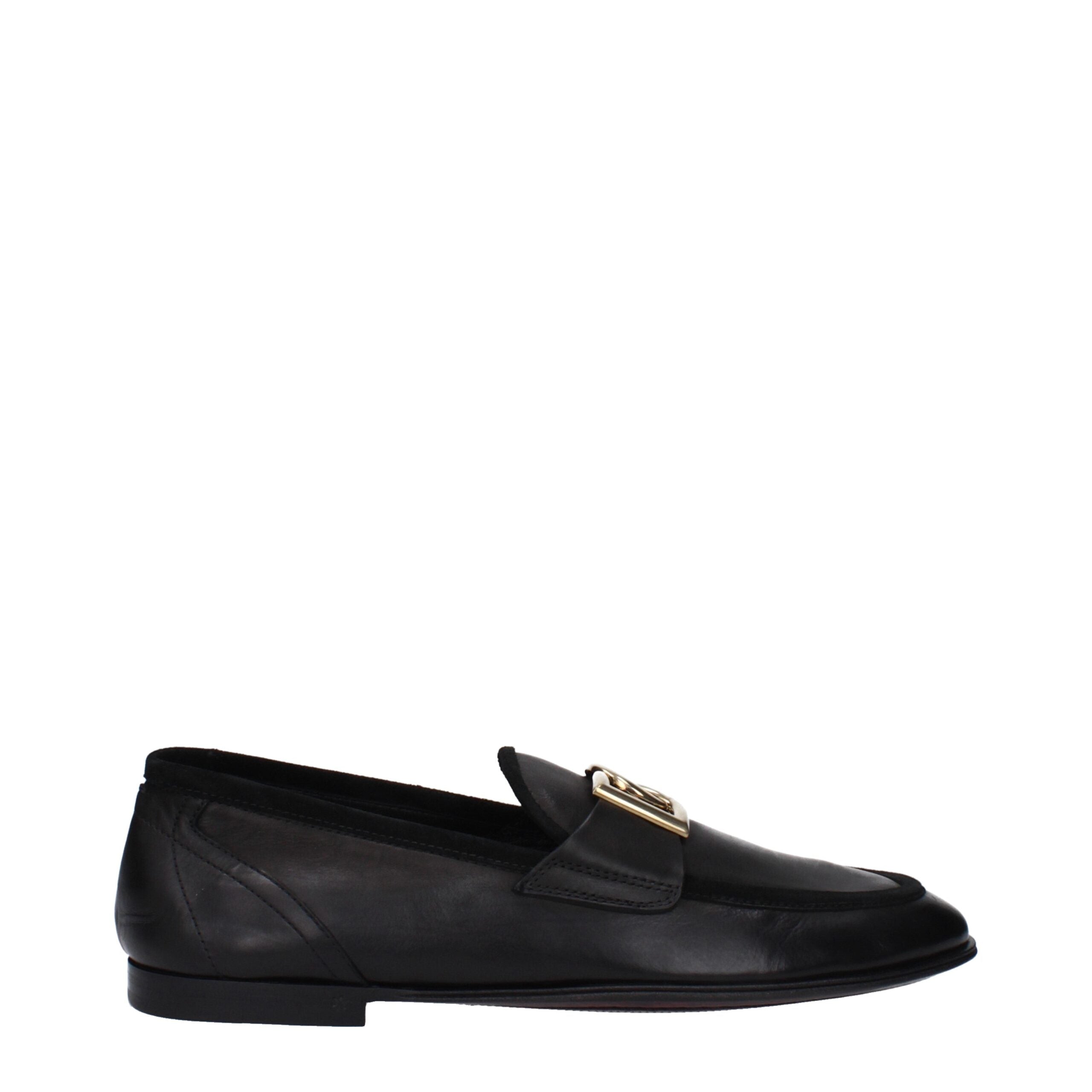 Dolce & Gabbana Schwarze Leder Slipper