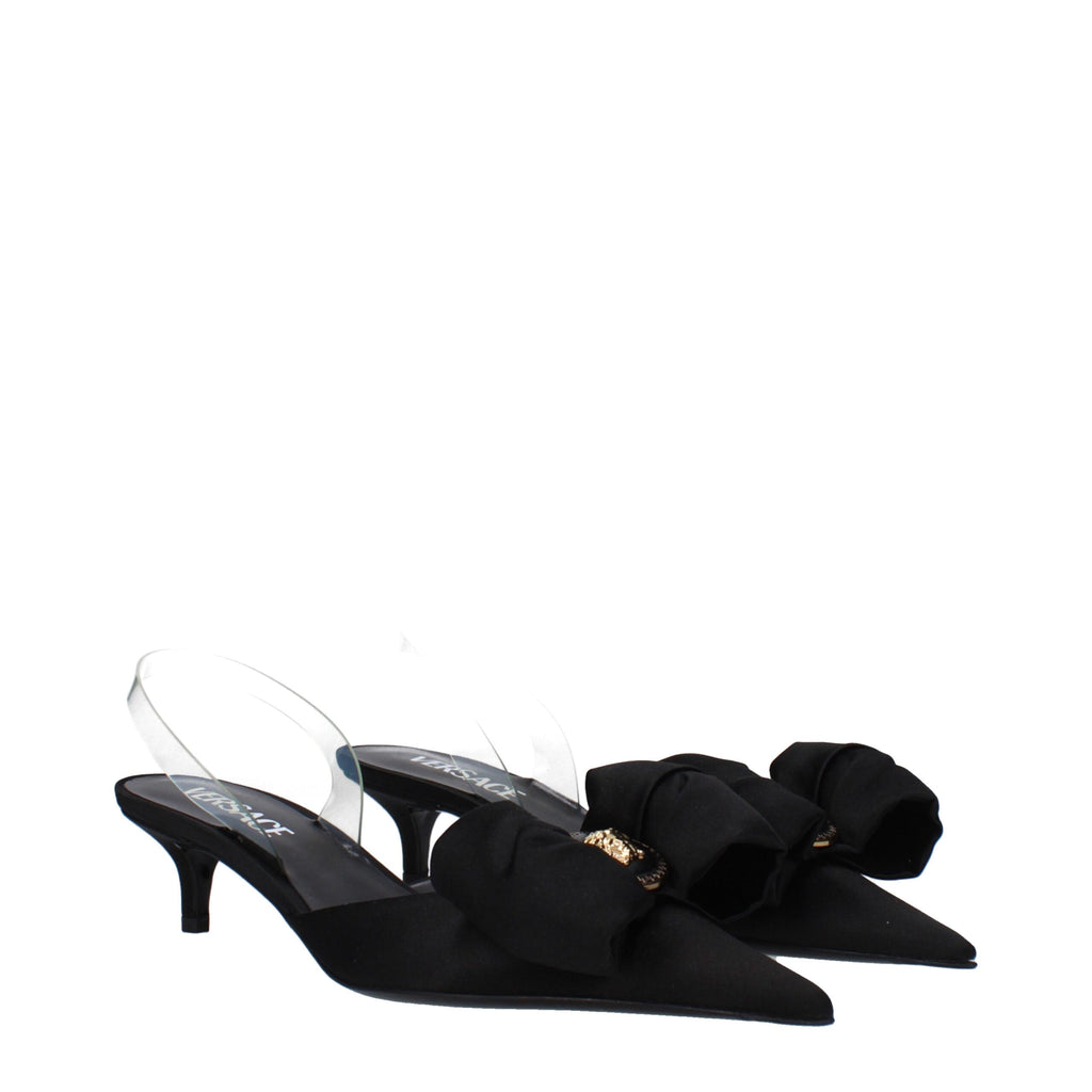Versace Black Satin Sandals