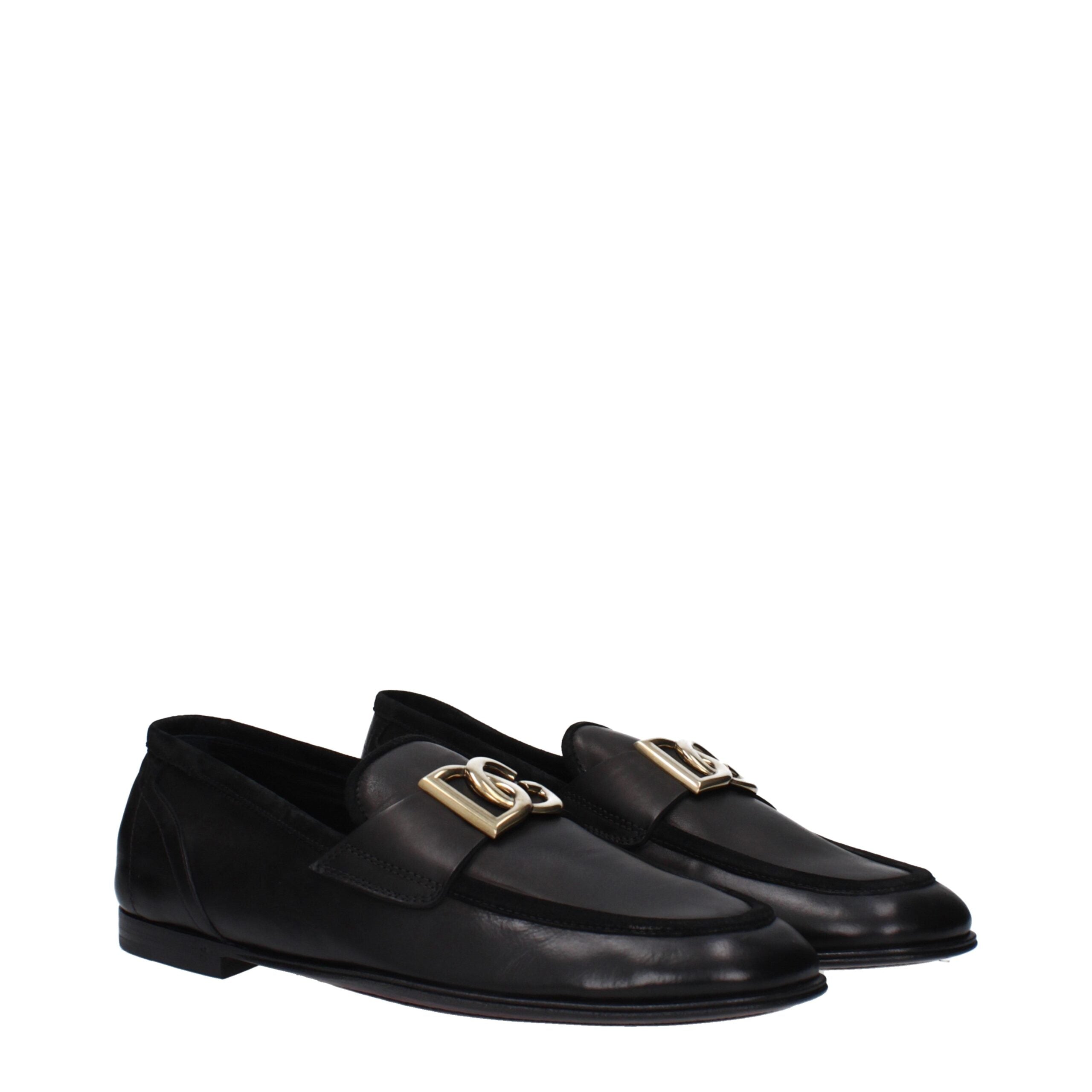 Dolce & Gabbana Schwarze Leder Slipper