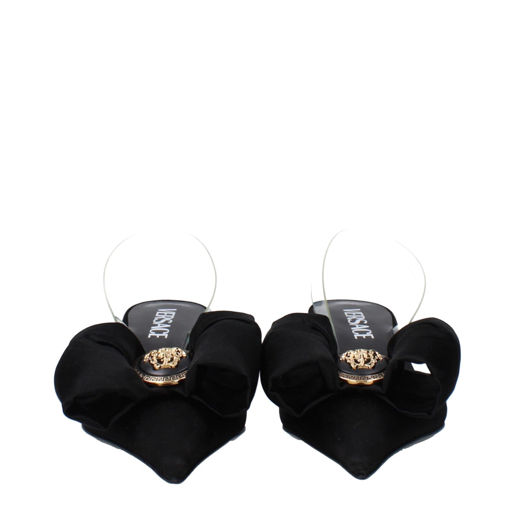 Versace Black Satin Sandals