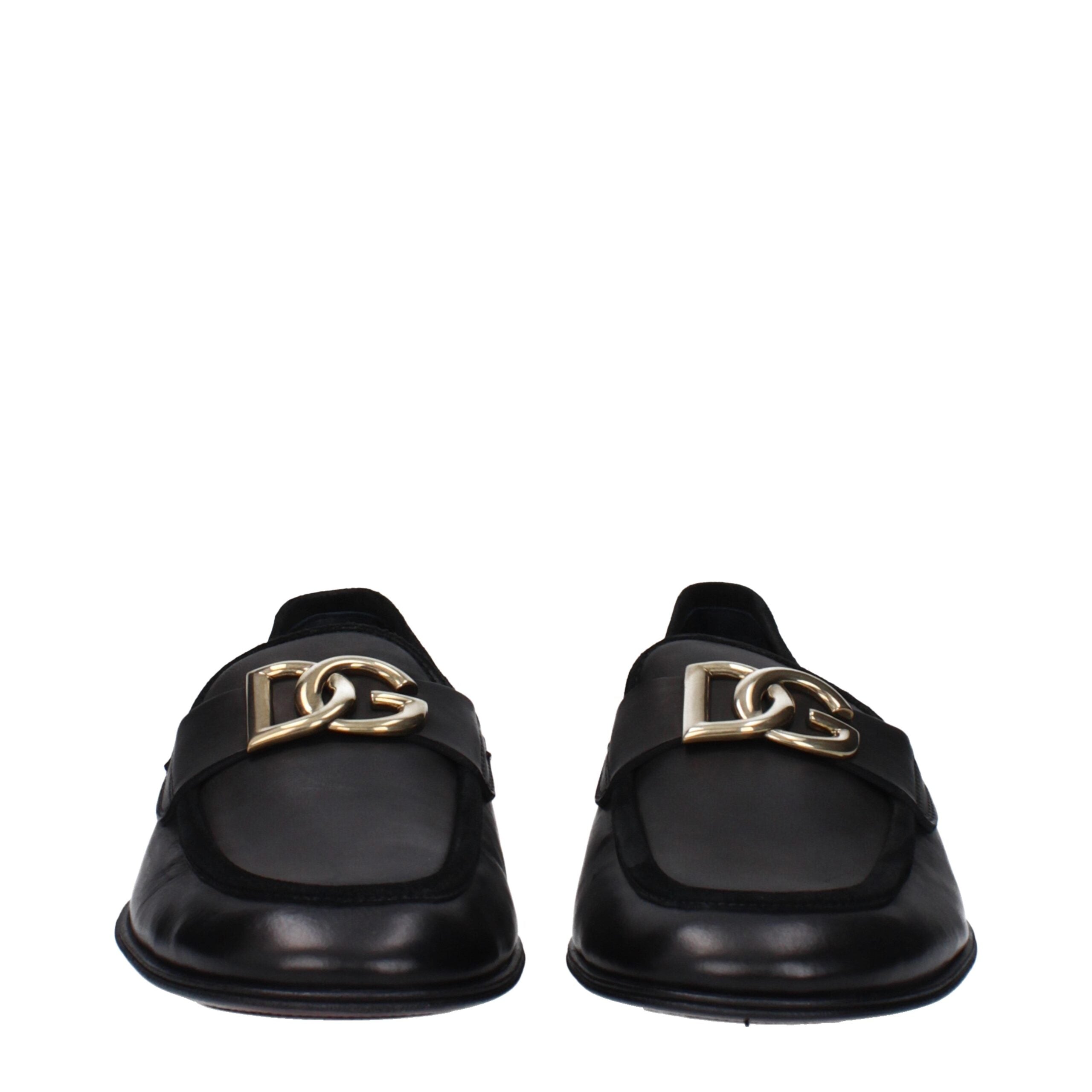 Dolce & Gabbana Schwarze Leder Slipper