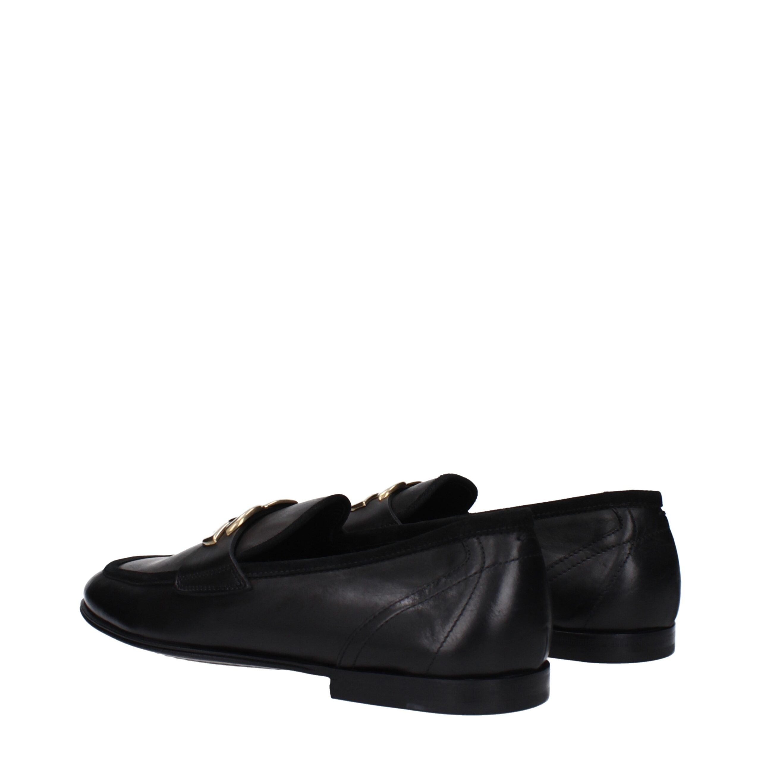 Dolce & Gabbana Schwarze Leder Slipper