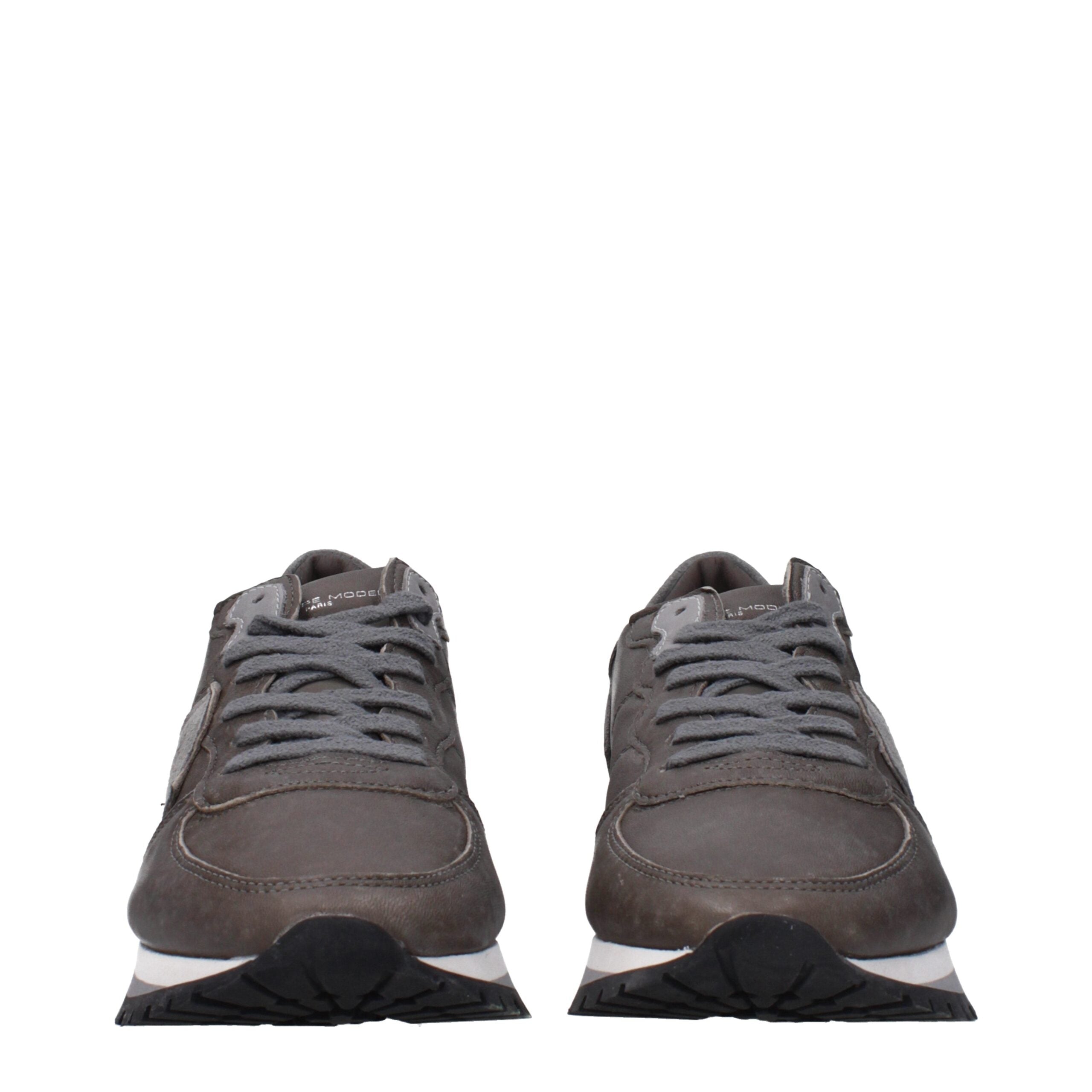 Philippe Model Graue Leder-Sneakers