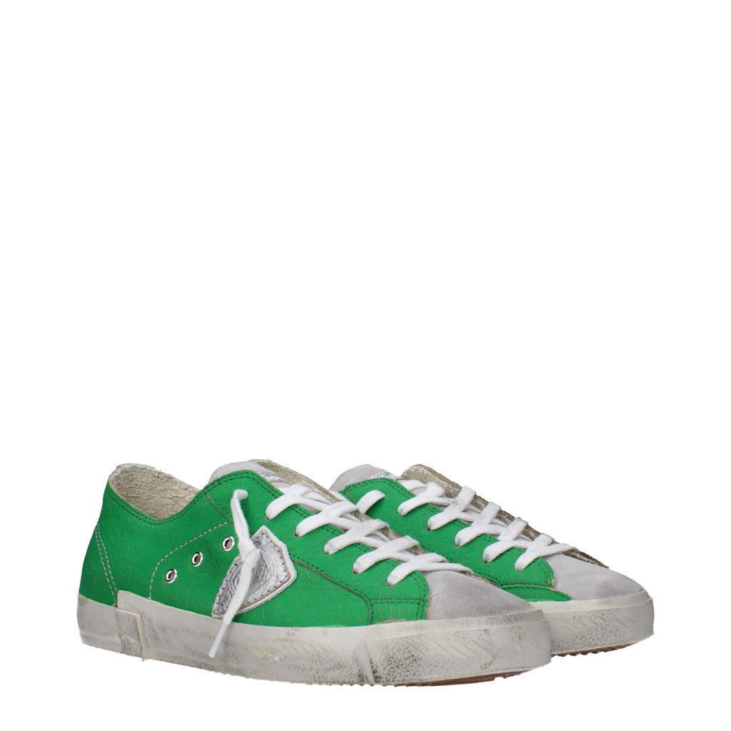 Philippe Model Grüne Sneakers aus Leder mit niedrigem Schaft