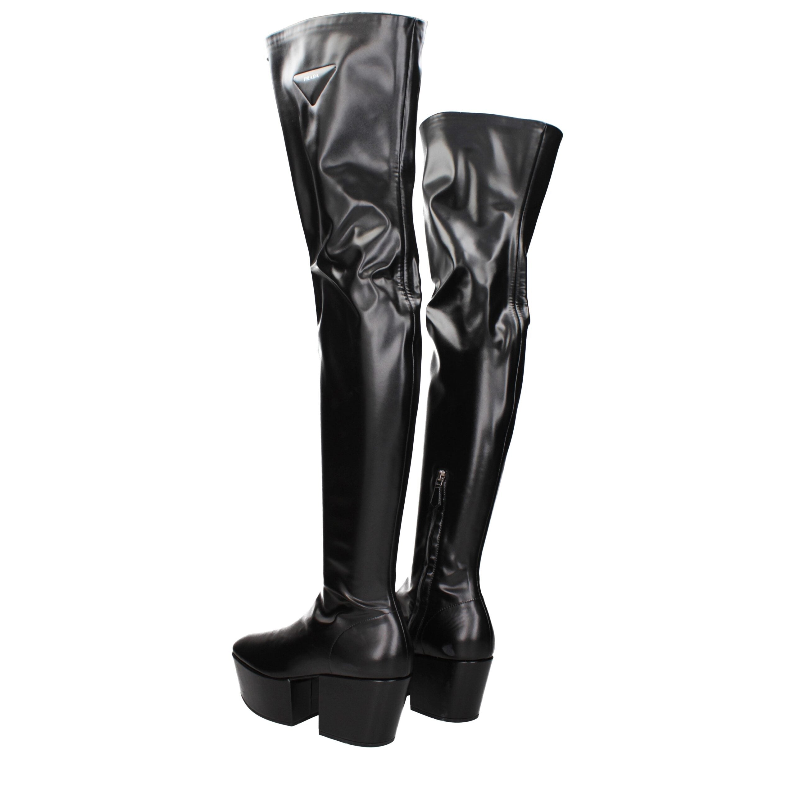 Prada Schwarzes Leder Over The Knee