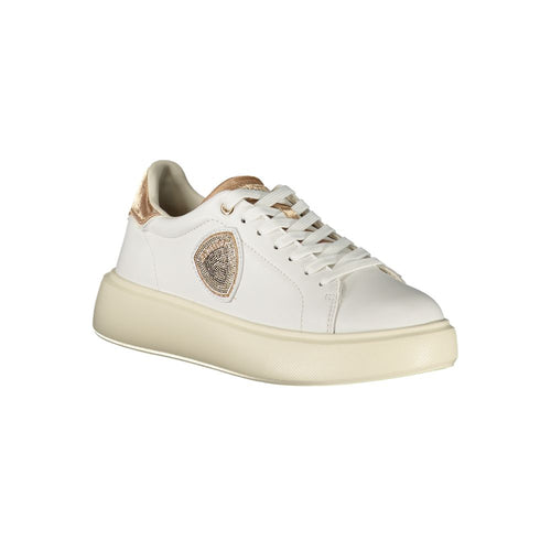 Blauer weißer Leder Damen Sneaker