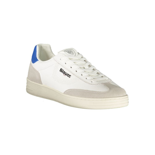Blaue weiße Leder-Herrensneaker