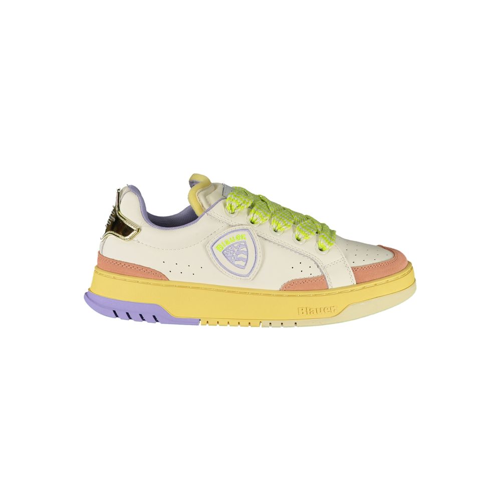 Blauer Weißes Leder Damen Sneaker