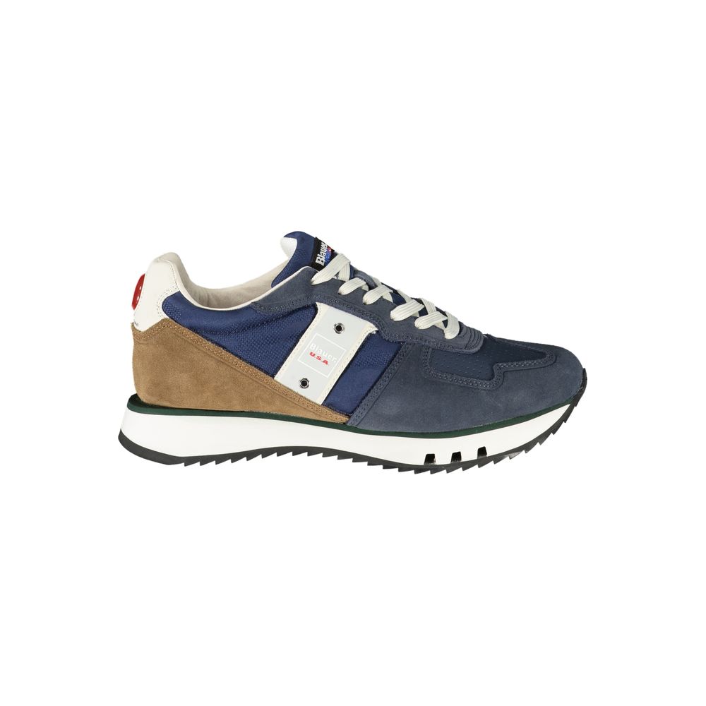 Blauer Blaue Leder Herren Sneaker
