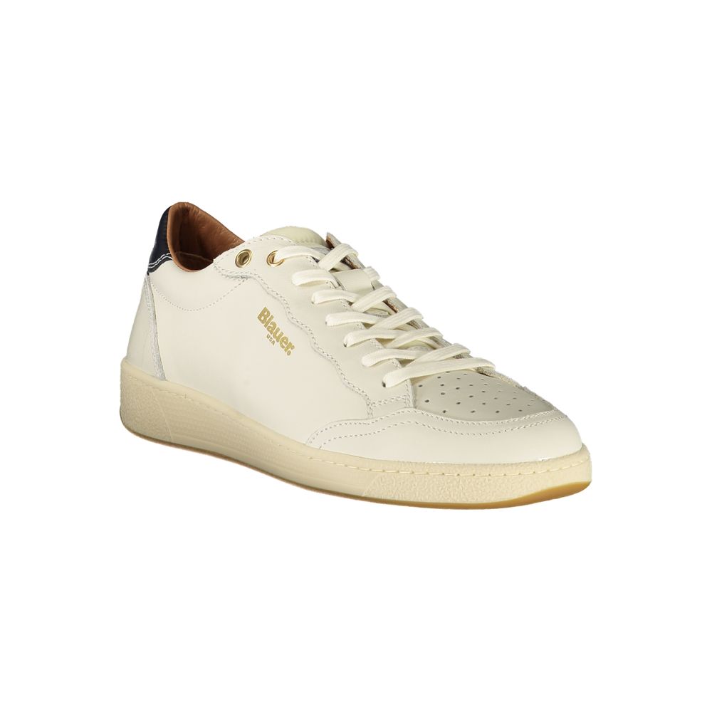 Blauer Weißes Leder Herren Sneaker
