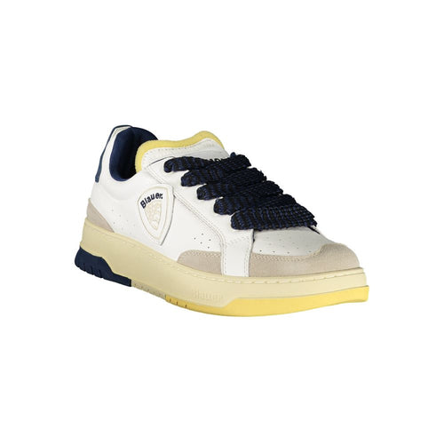 Blaue und weiße Herren-Sneaker aus Leder