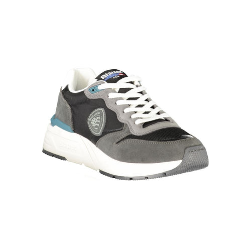 Herren Sneaker aus blauem und schwarzem Leder