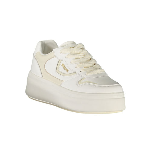 Blaue Sneaker aus weißem Leder für Damen