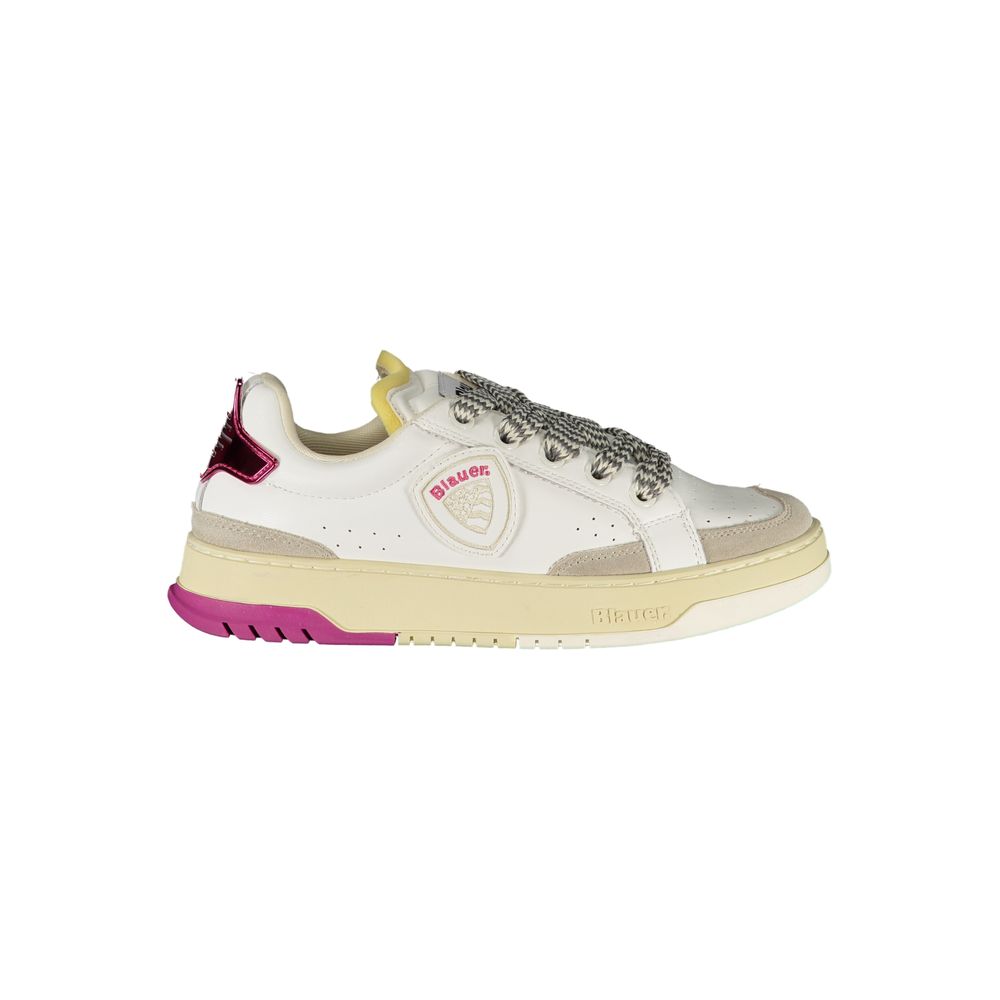 Blauer Weißes Leder Damen Sneaker