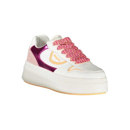 Blauer Weißer Leder-Sneaker für Damen