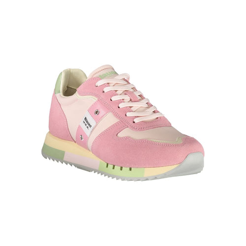 Blaue und rosafarbene Damen-Leder-Sneaker