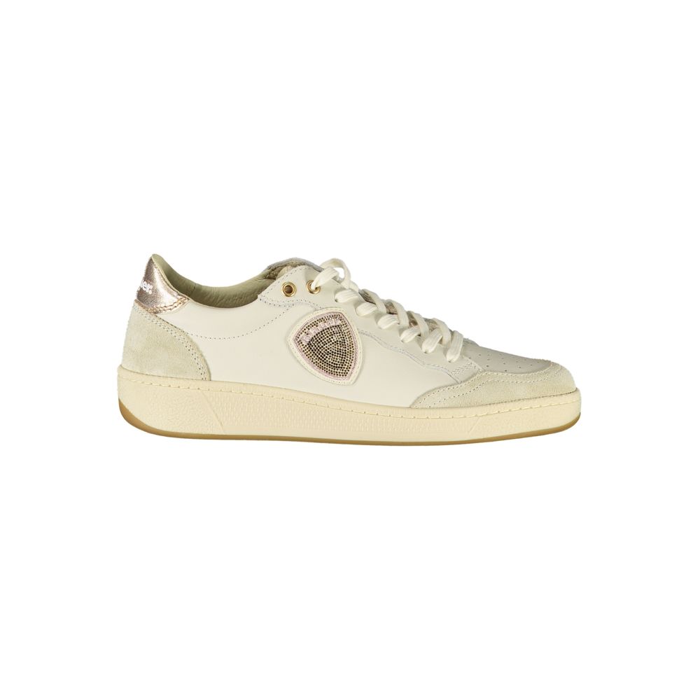 Blauer Weißes Leder Damen Sneaker