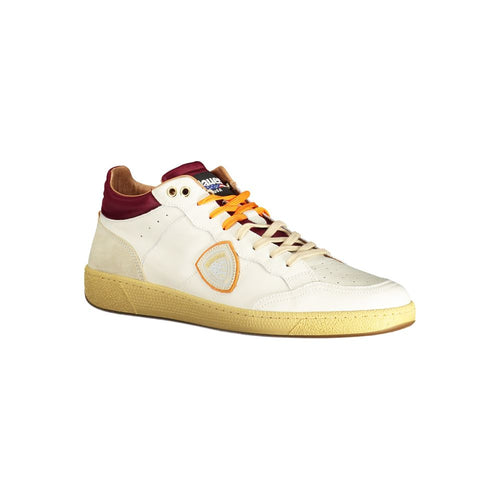 Blue sneaker made of white polyester