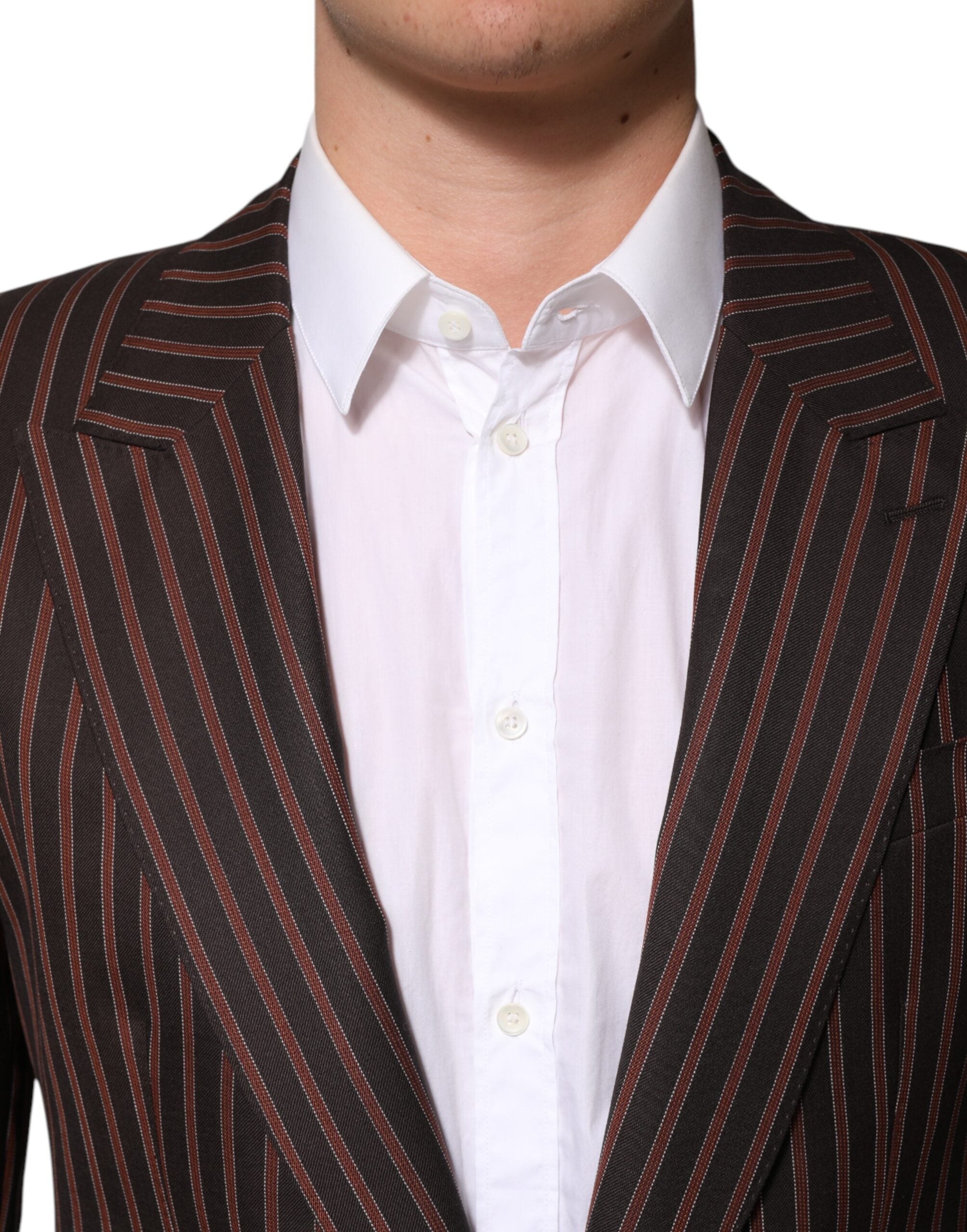 Dolce & Gabbana Schwarzbraun gestreifter einreihiger Blazer